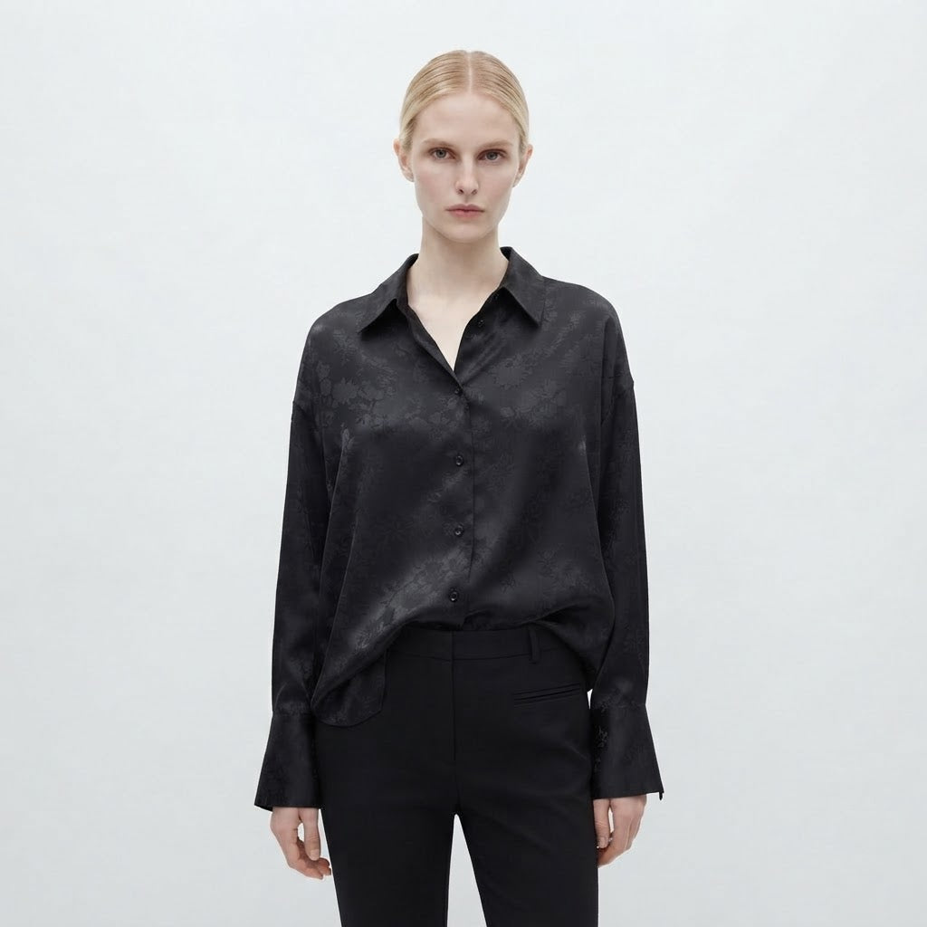 Camicia satinata |Colore:Nero