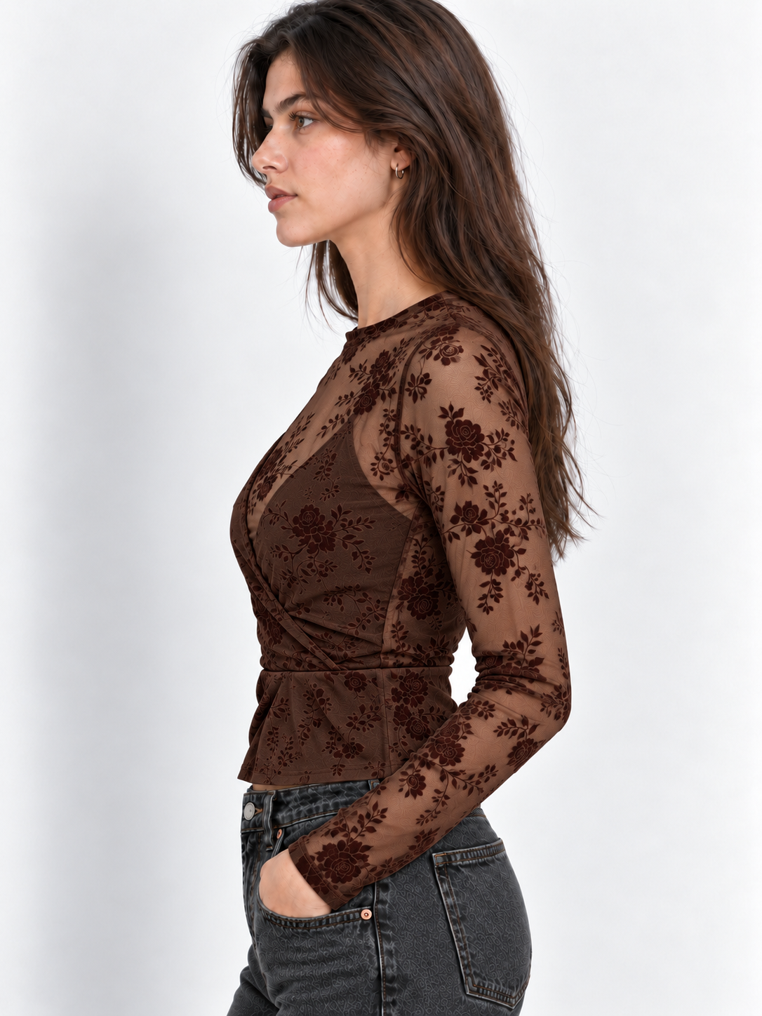 Maglia Flocked  Mesh|Colore:Marrone