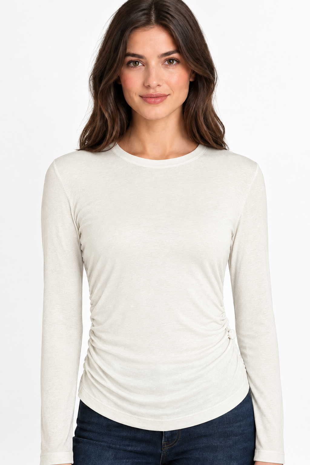 Maglia girocollo maniche lunghe|Colore:Beige