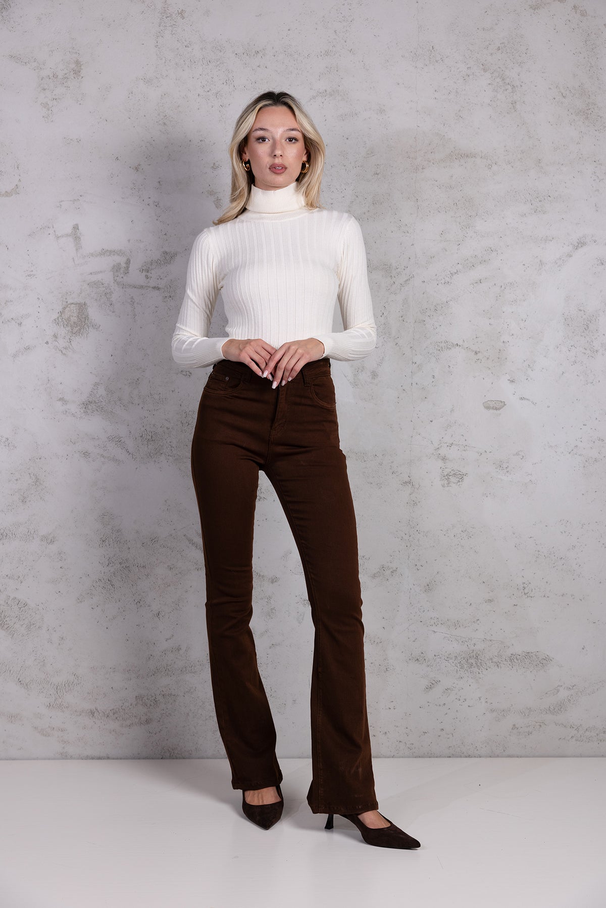Jeans Flare|Colore:Marrone