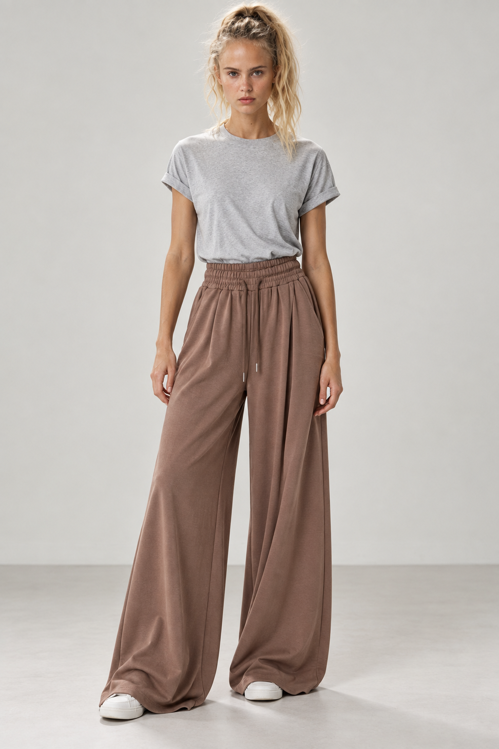 Pantaloni extra palazzo|Colore:Tortora