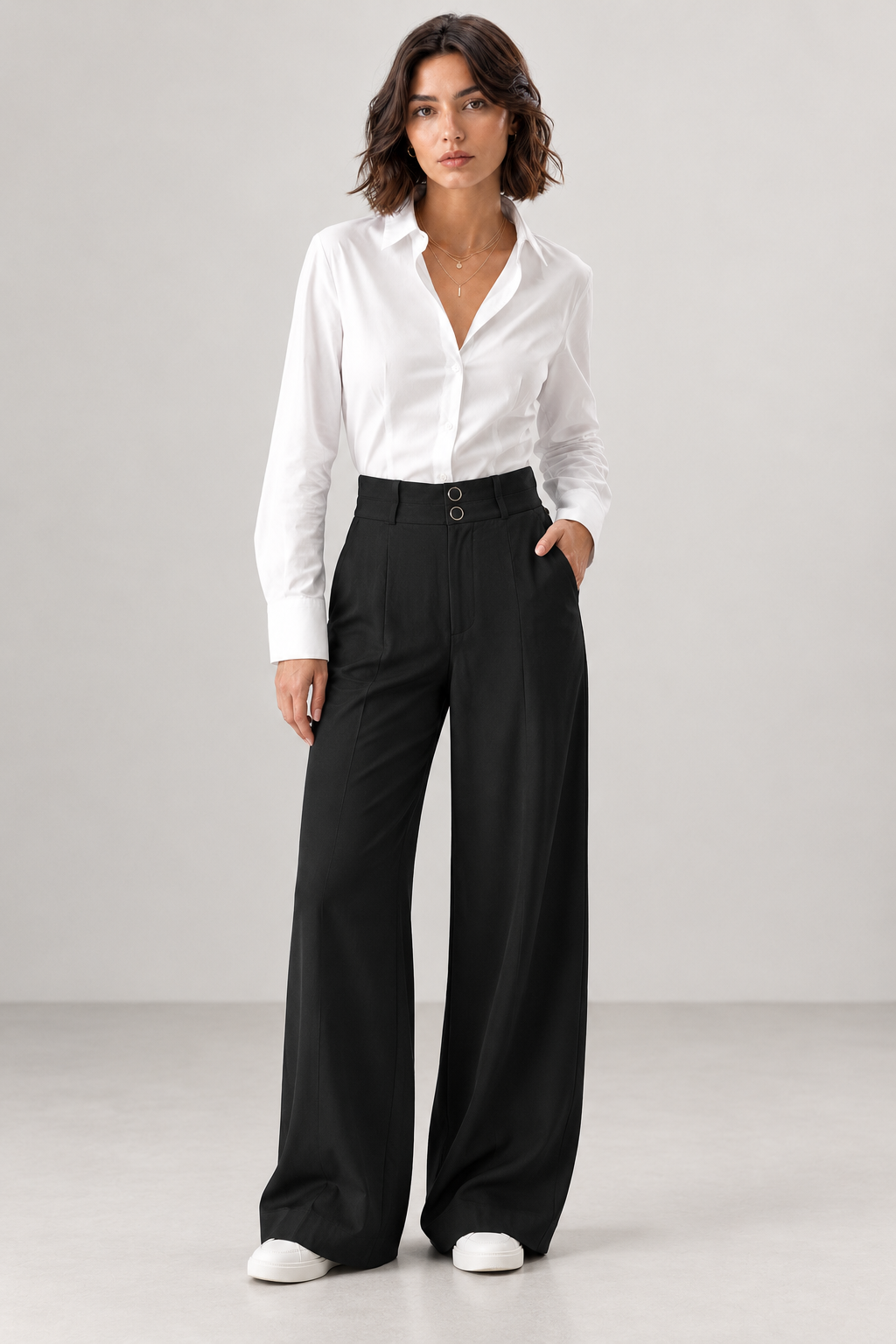 Pantalone doppio bustino |Colore:Nero