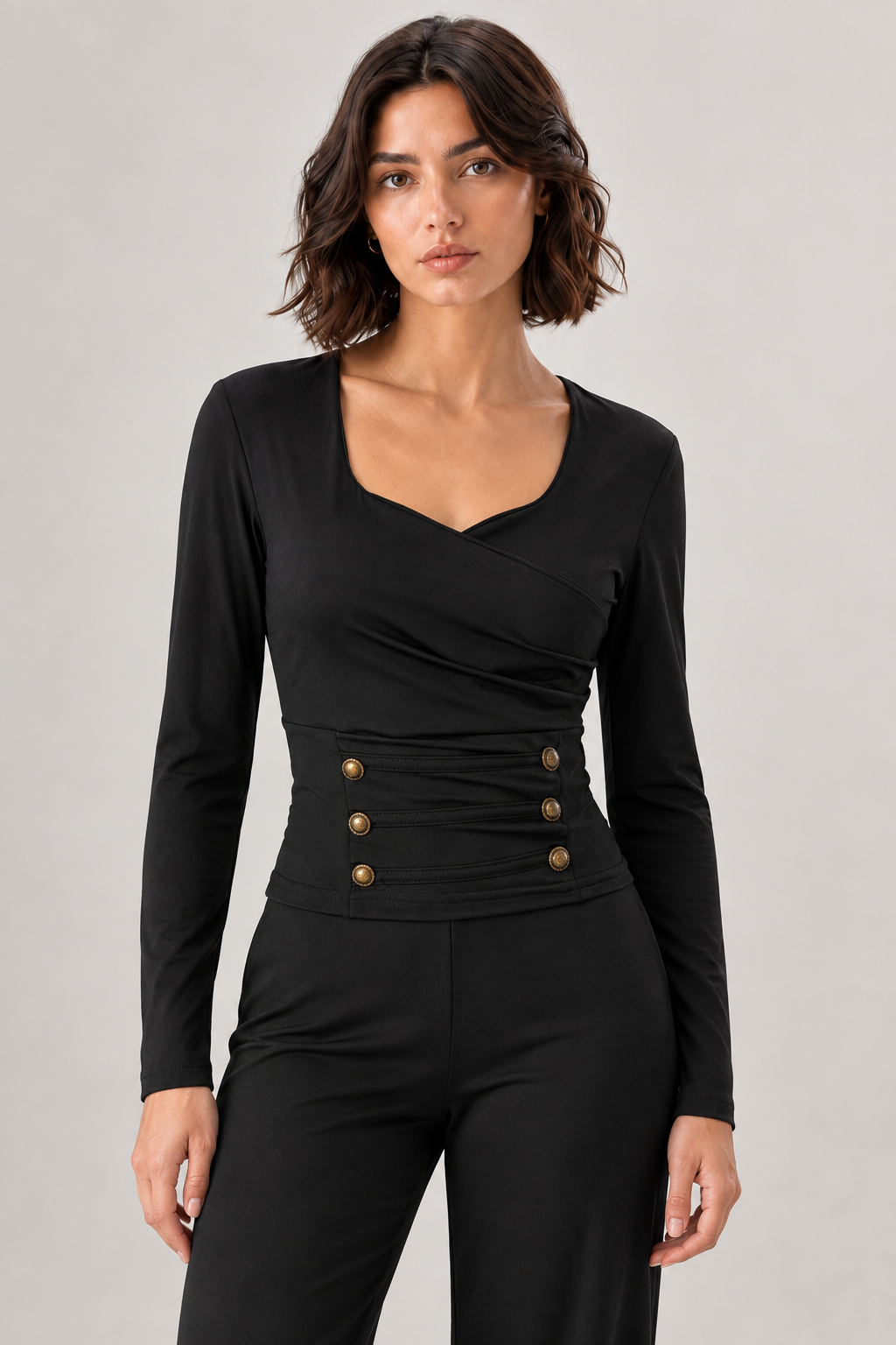 Maglia stile militare|Colore:Nero
