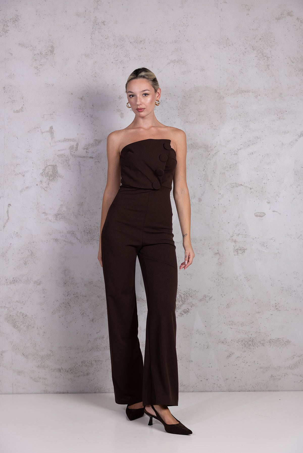 Tuta Maxi botton|Colore:Marrone