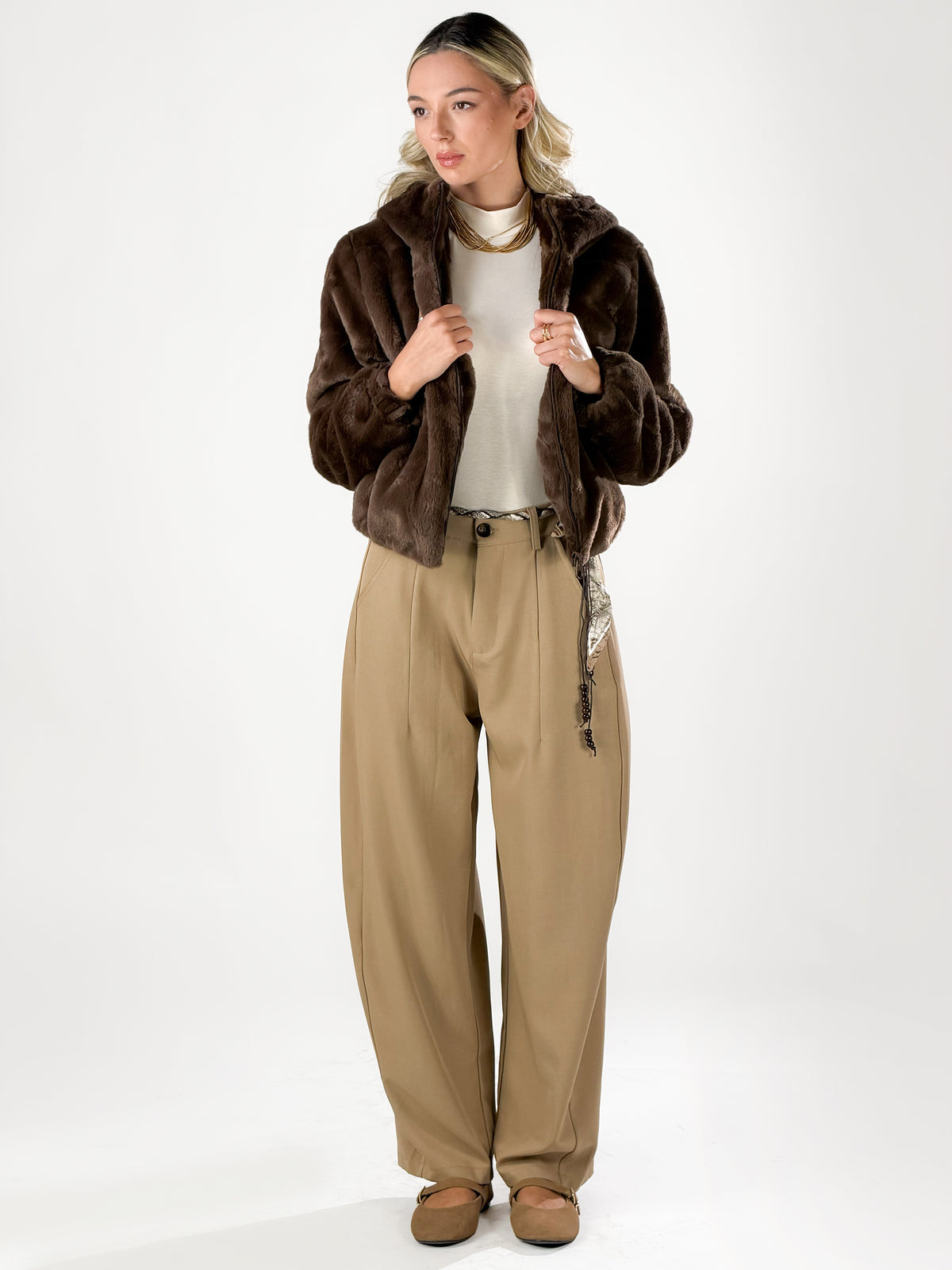 Pantalone Sartoriale Fluid Wide-Leg|Colore:Cammello