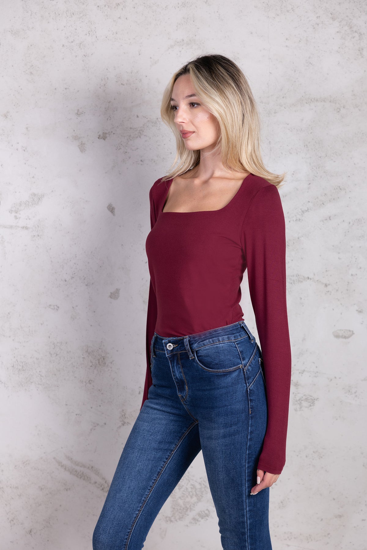 Maglia scollo quadrato|Colore:Burgundy