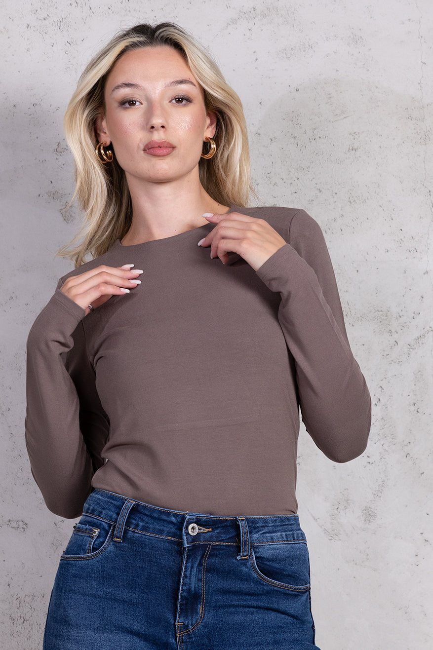 Maglia basic girocllo|Colore:Talpa