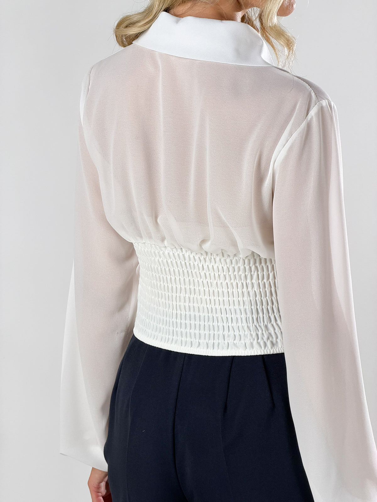Camicia stile bustier con borchie|Colore:Bianco