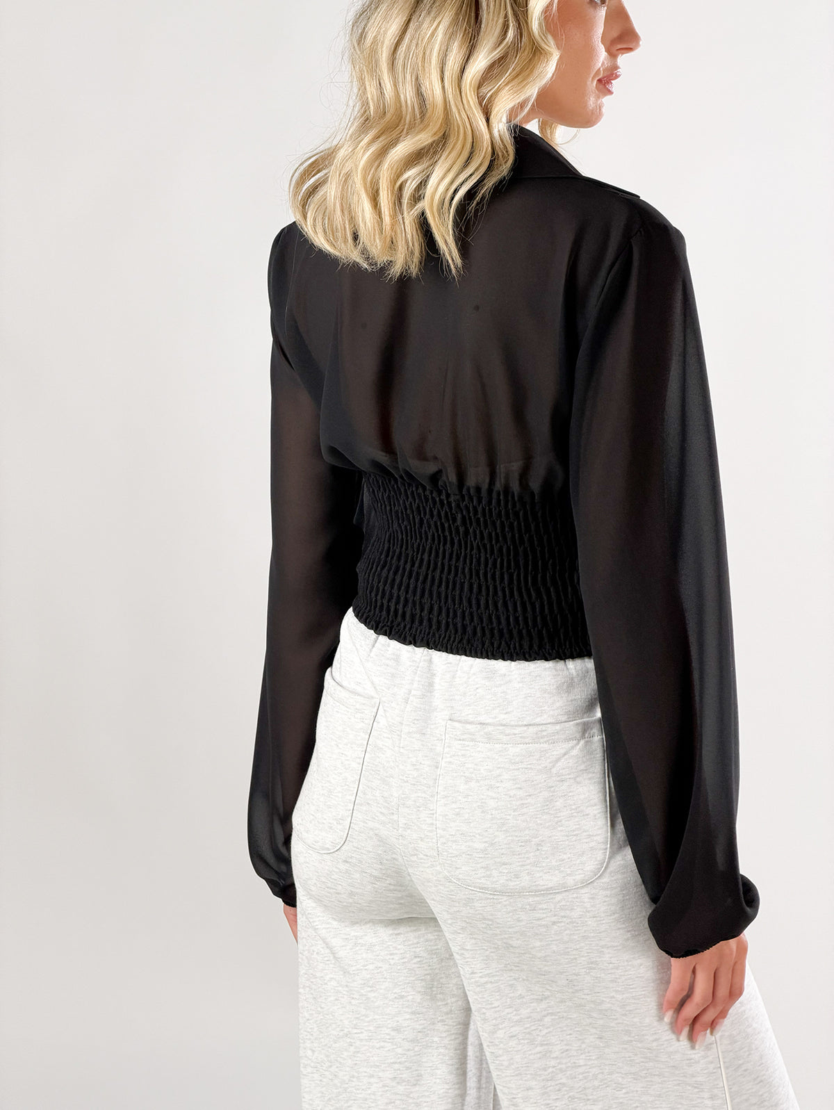 Camicia stile bustier con borchie|Colore:Nero