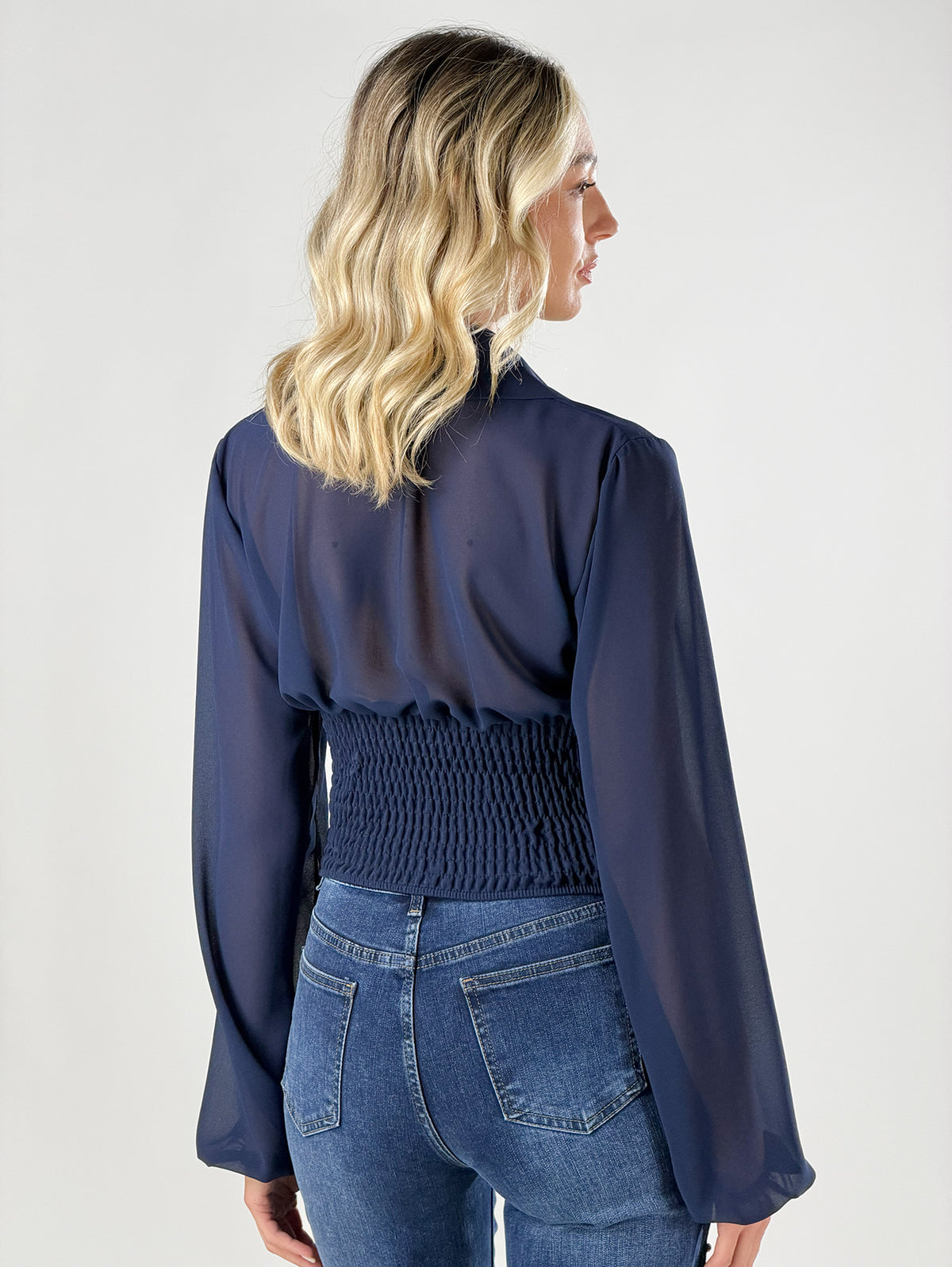 Camicia stile bustier con borchie|Colore:Blue