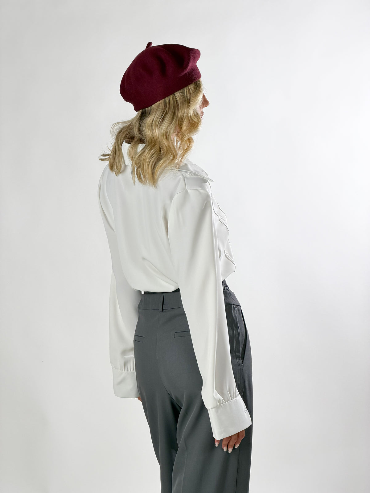 Camicia strutturata con  pieghe verticali|Colore:Bianco