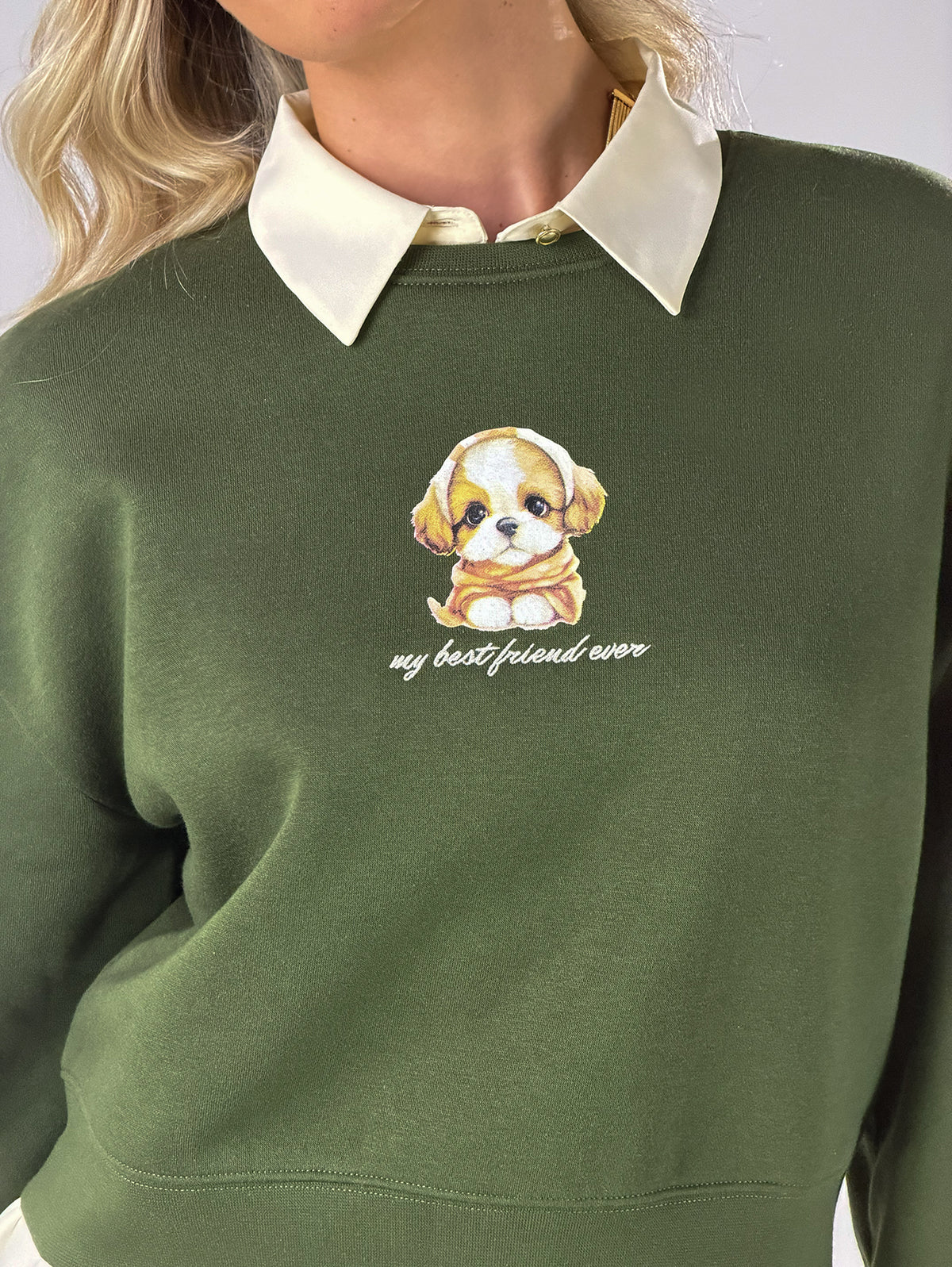 Felpa little puppies|Colore:Verde militare