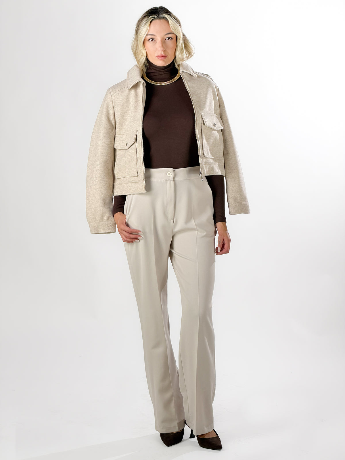 Giacca con tasconi|Colore:Beige melange