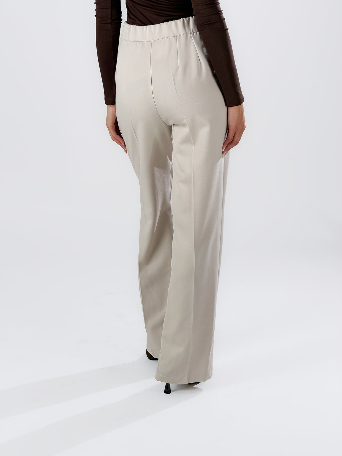 Pantaloni vita alta |Colore:Beige
