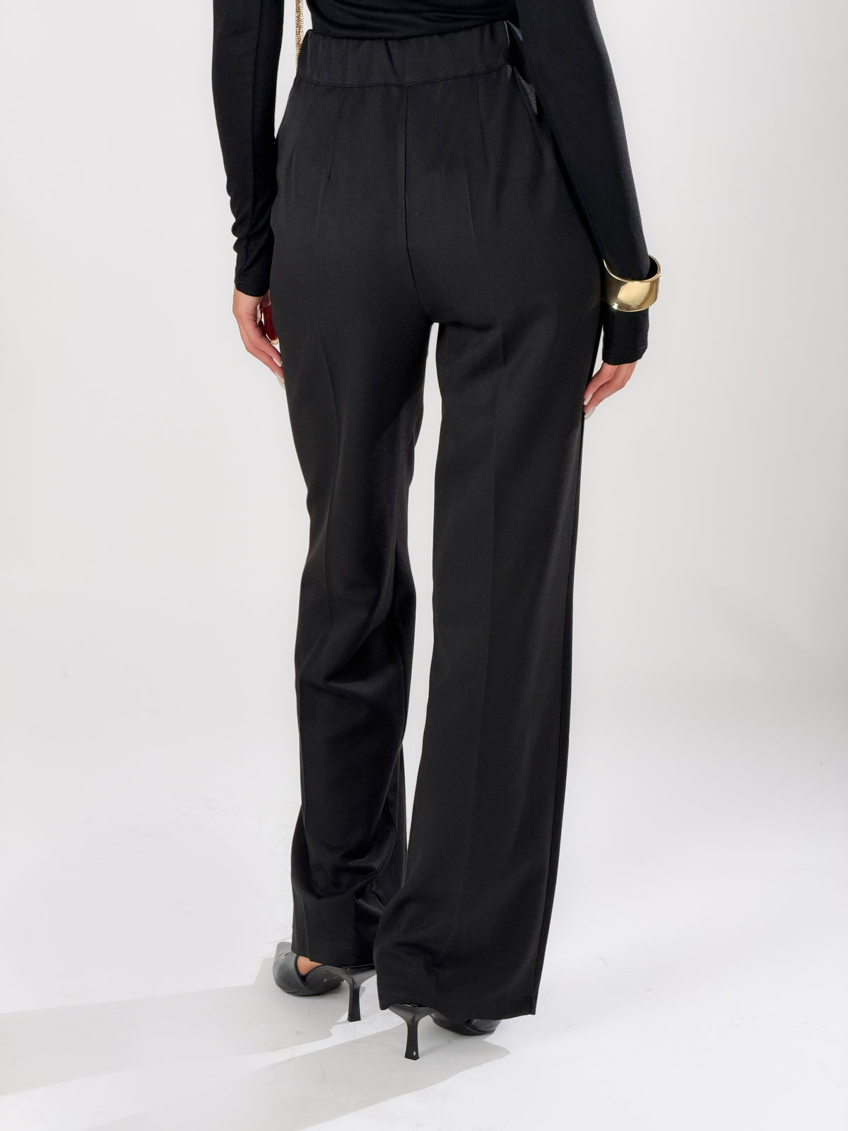 Pantaloni vita alta |Colore:Nero