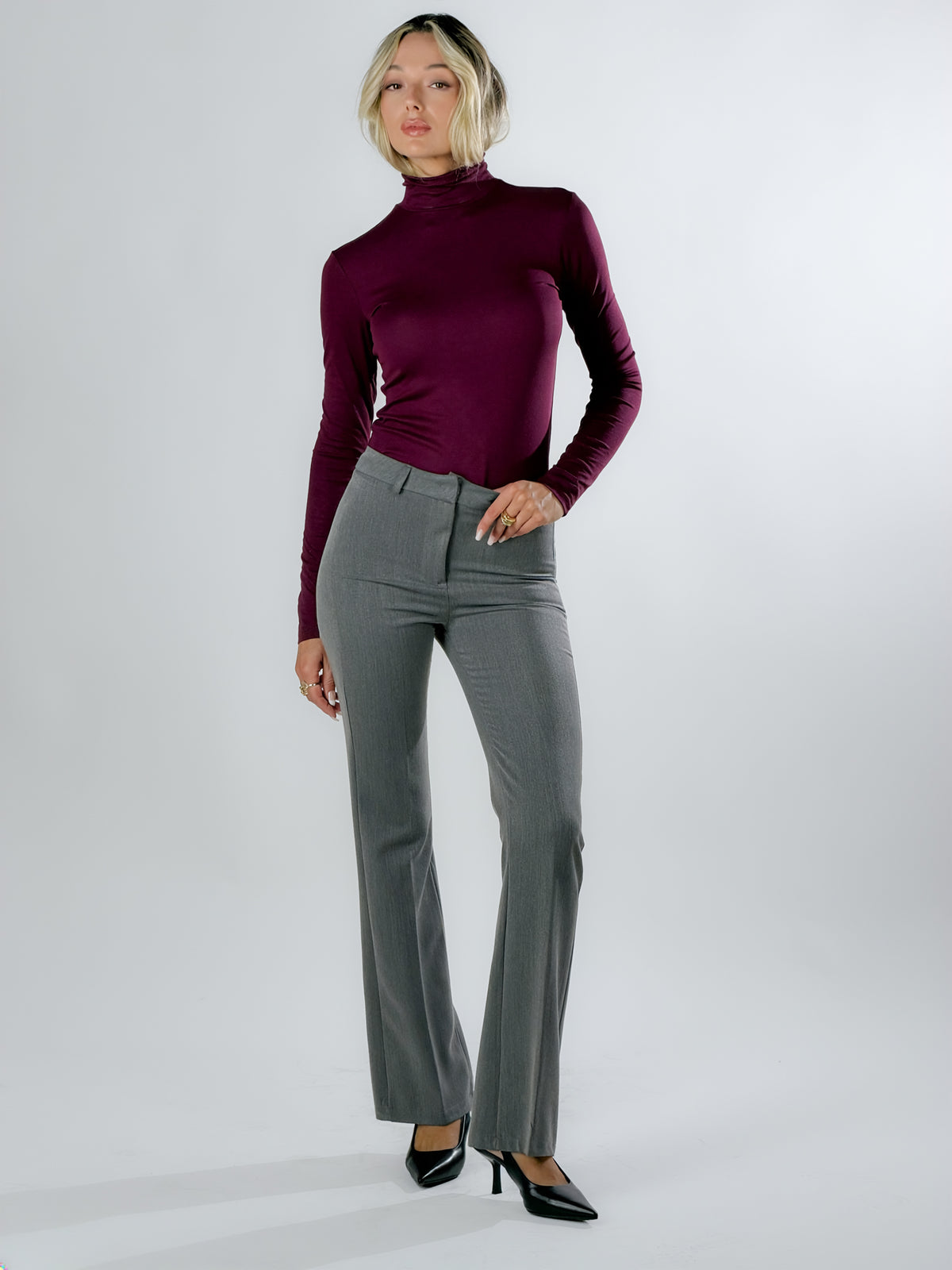 Pantalone Flare con passanti|Colore:Grigio scuro