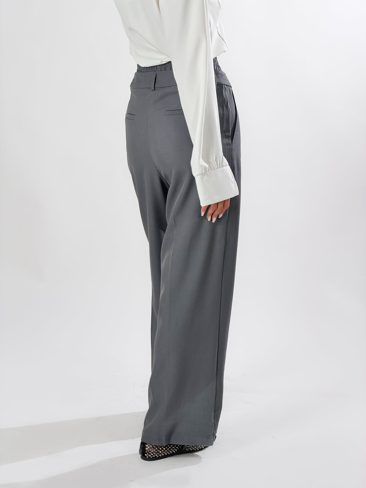 Pantalone relaxed fit doppio bustino|Colore:Grigio