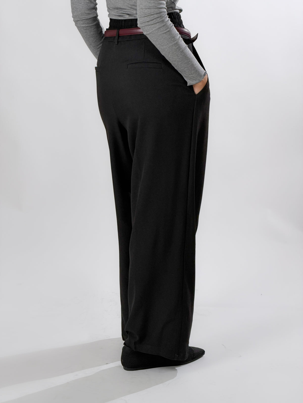 Pantalone relaxed fit doppio bustino|Colore:Nero