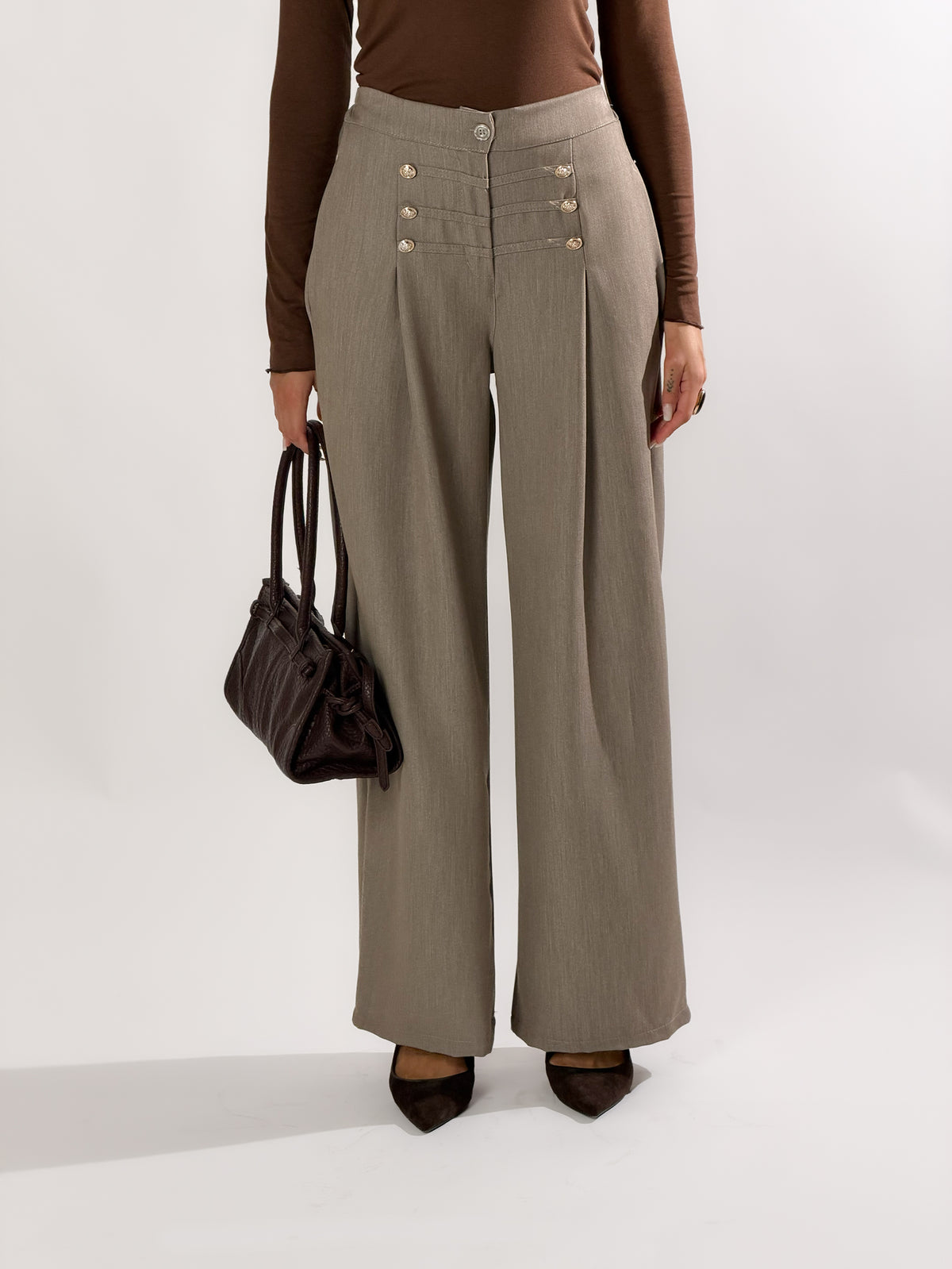 Pantalone sailor wide leg|Colore:Fango