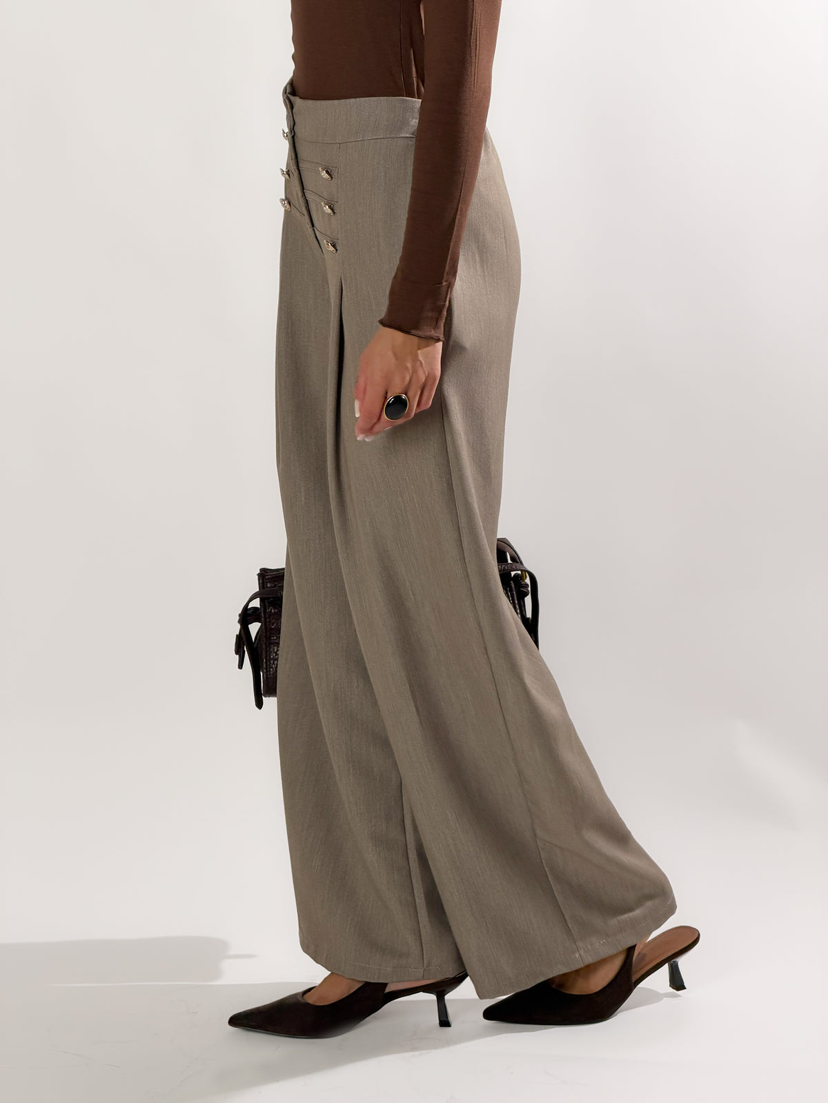 Pantalone sailor wide leg|Colore:Fango