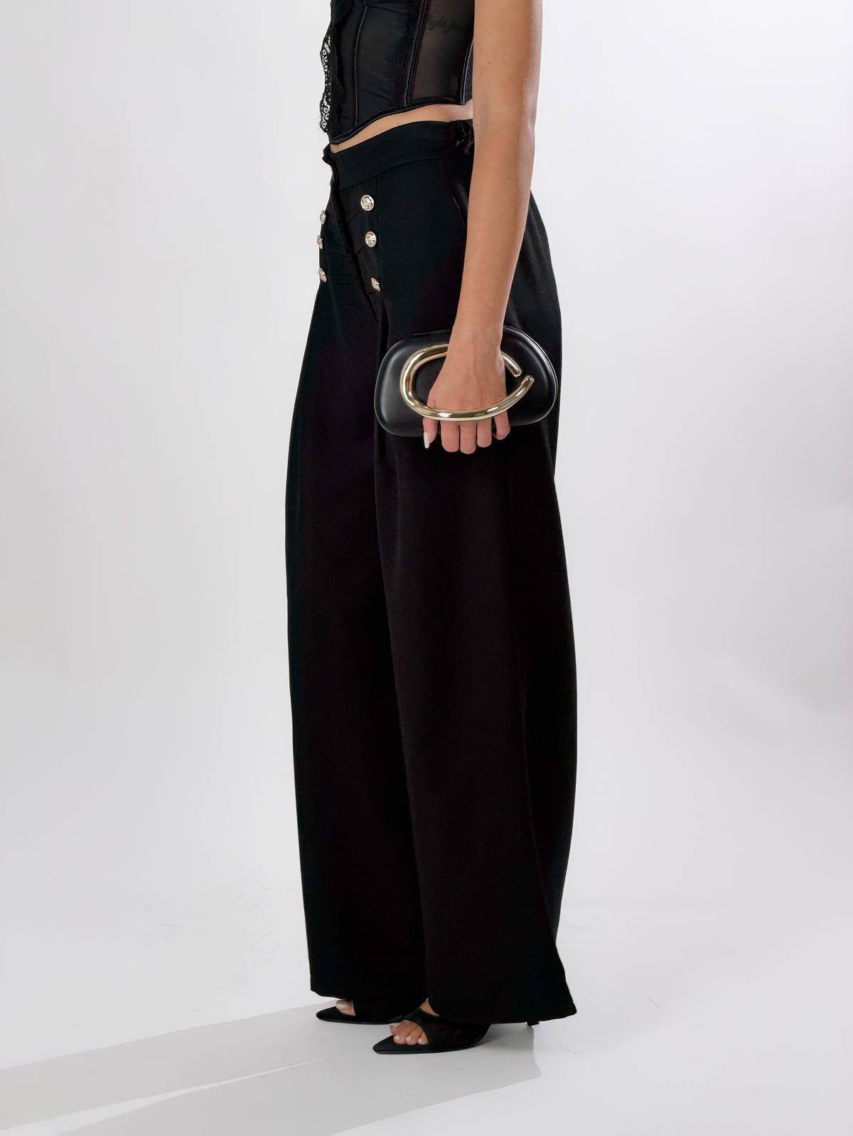 Pantalone sailor wide leg|Colore:Nero