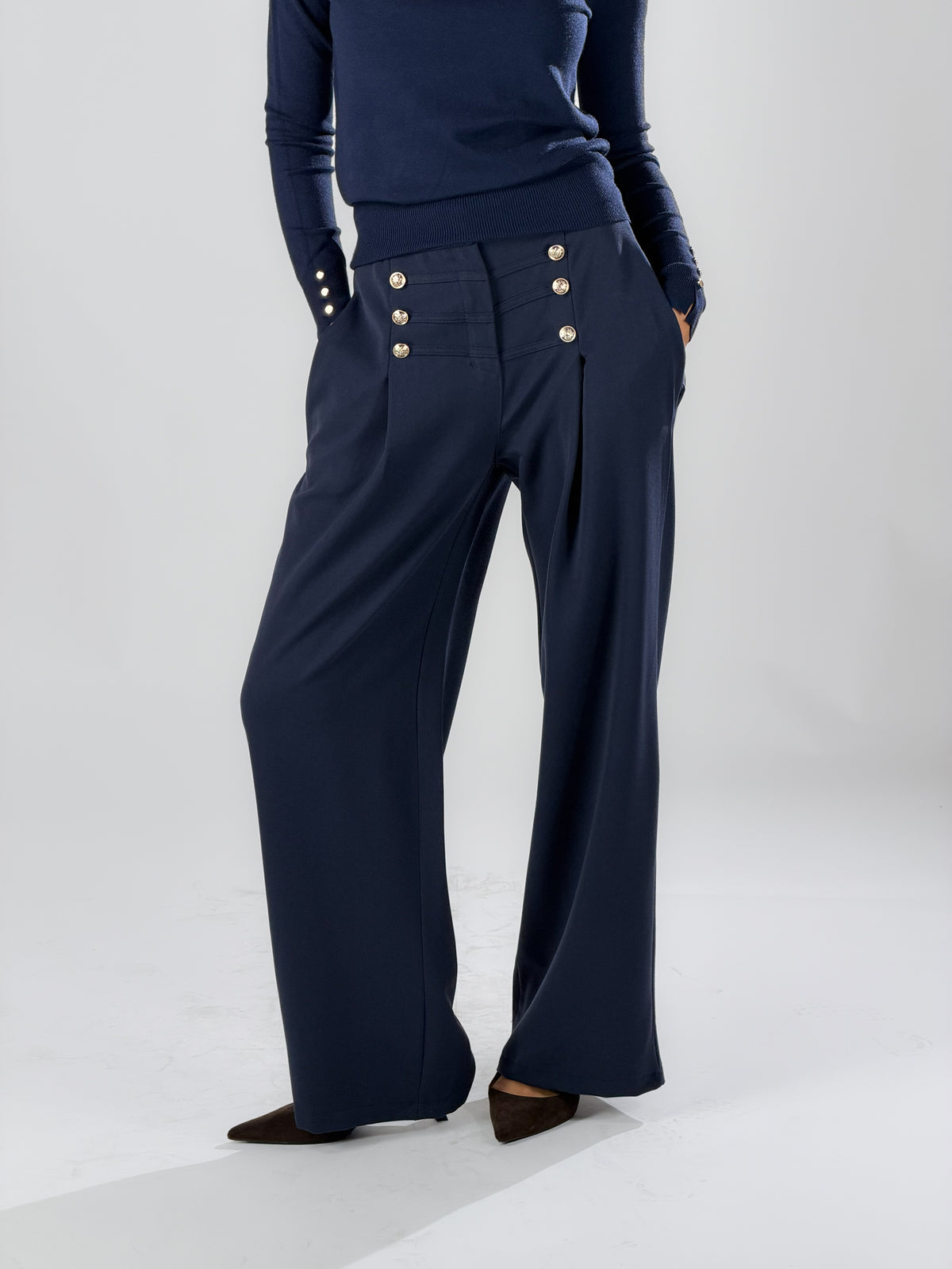 Pantalone sailor wide leg|Colore:Blue