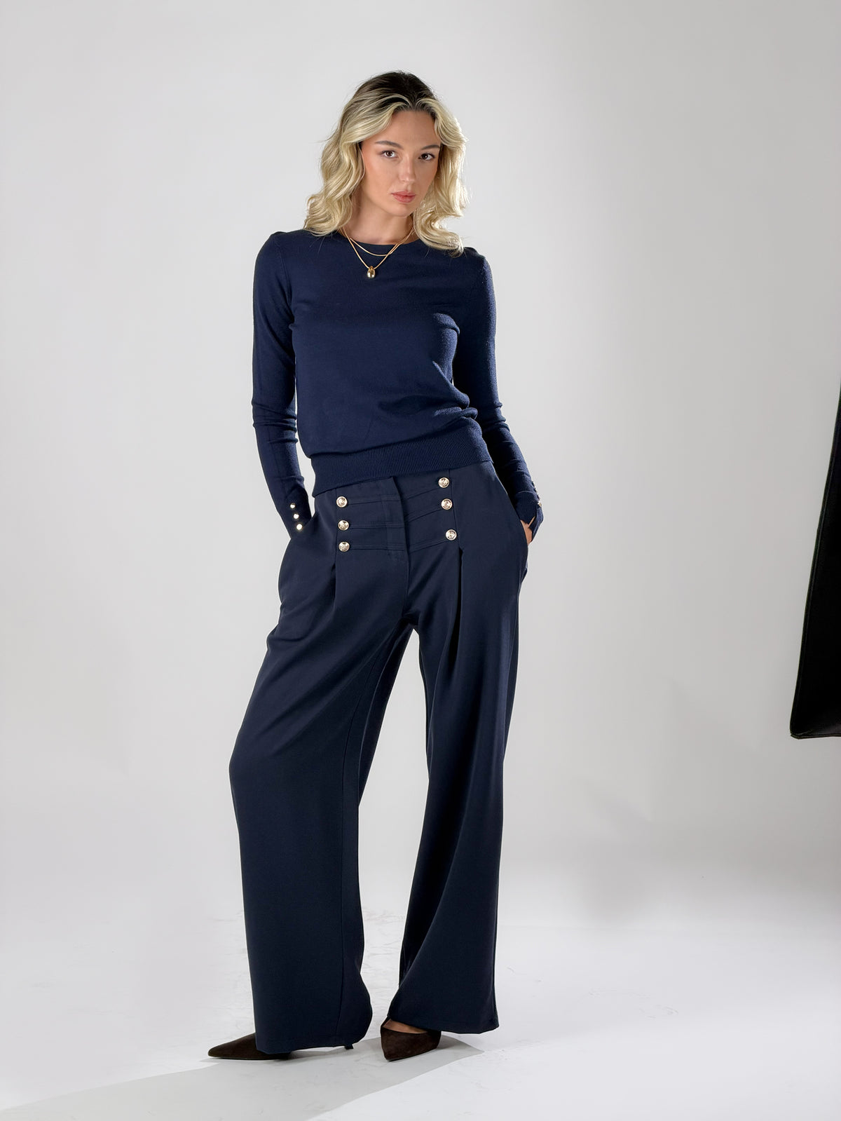 Pantalone sailor wide leg|Colore:Blue