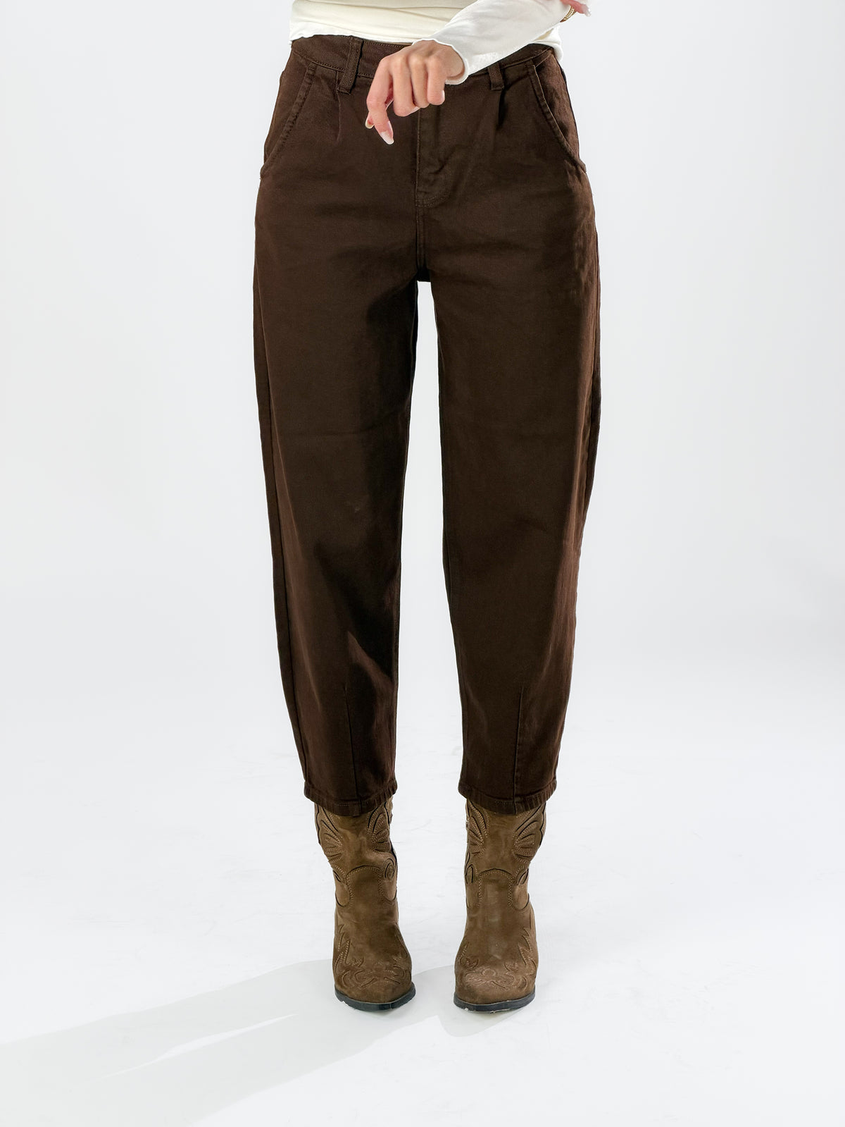 Jeans mom fit balloon |Colore:Marrone