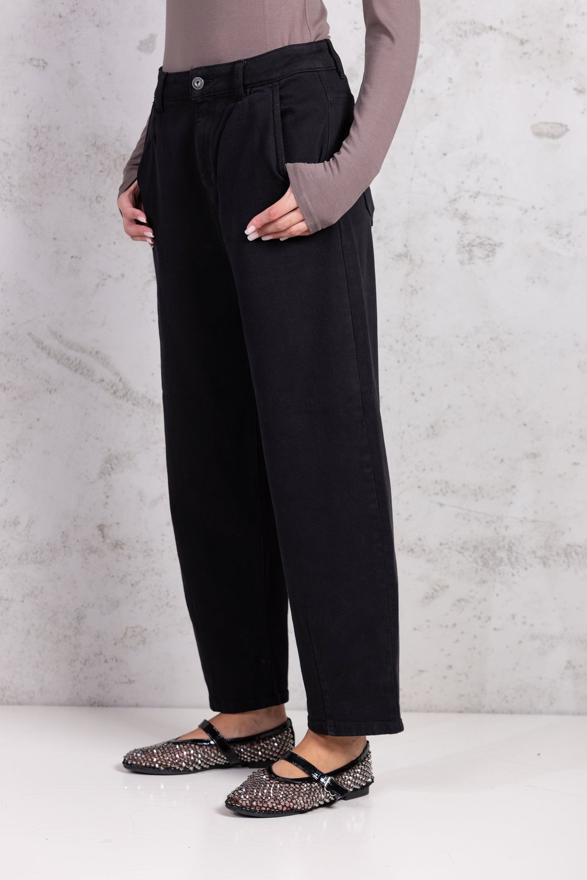 Jeans mom fit balloon |Colore:Nero