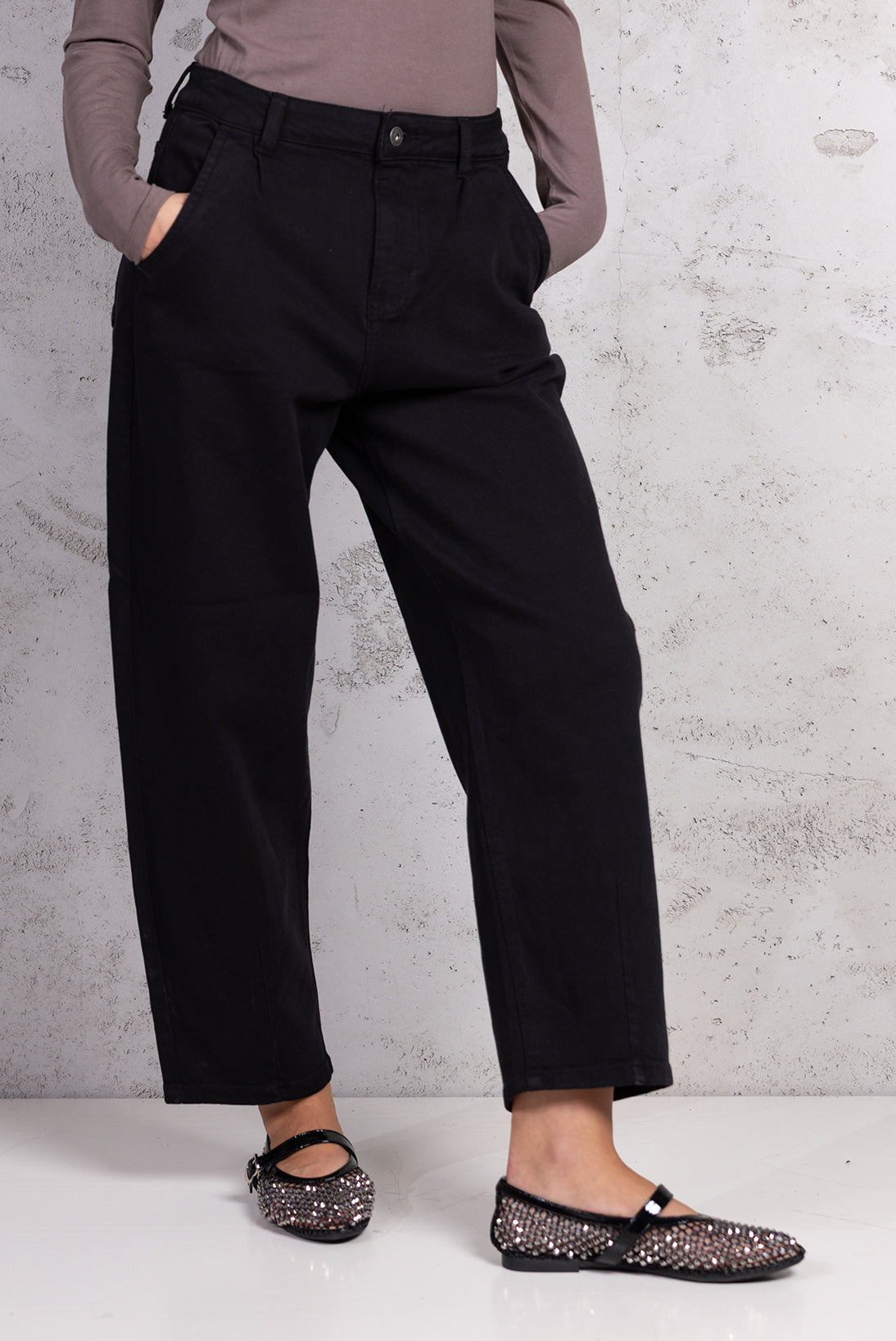 Jeans mom fit balloon |Colore:Nero