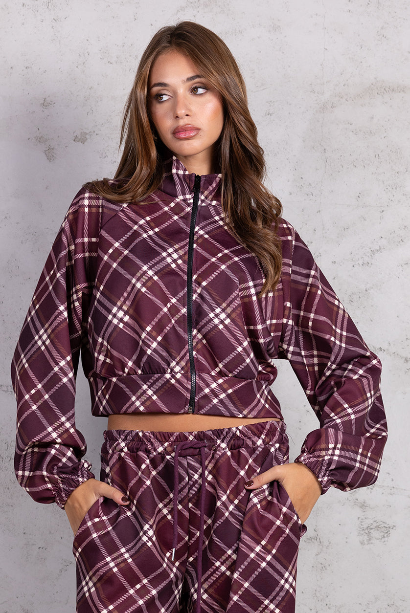 Cropped Track Jacket|Colore:Vino