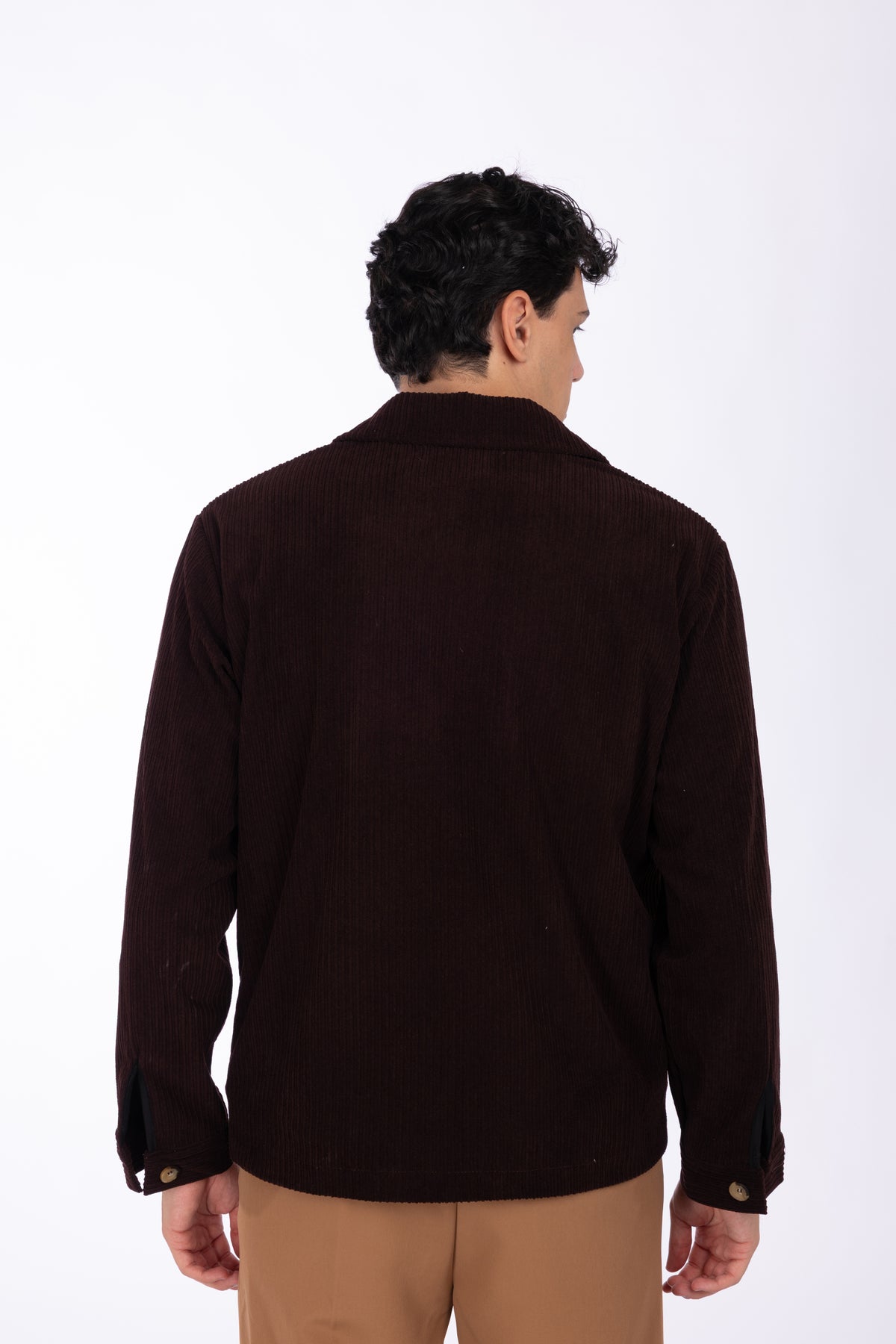 Giacca camicia in velluto a coste larghe|Colore:Cioccolato