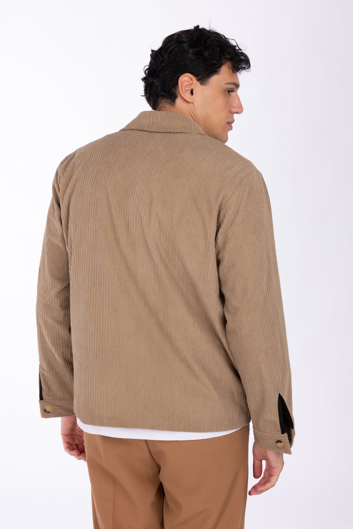 Giacca camicia in velluto a coste larghe|Colore:Fango