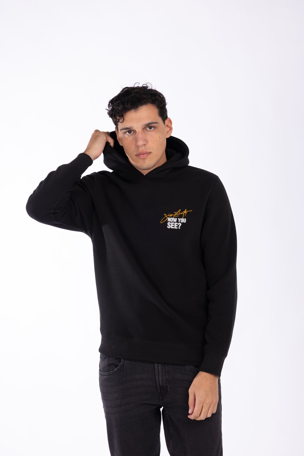Felpa con cappuccio con stampa|Colore:Black