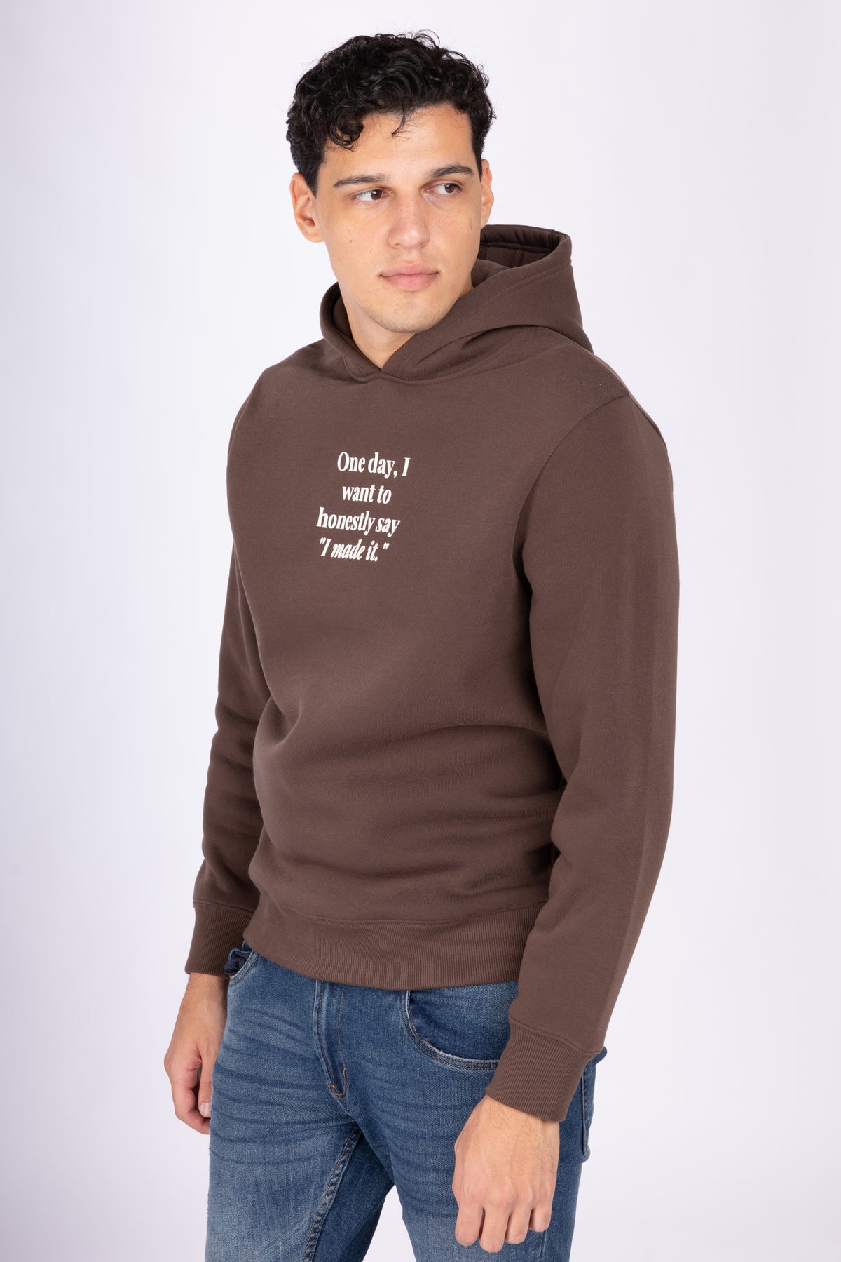 Felpa London con  cappuccio e stampe|Colore:Chocolate brown