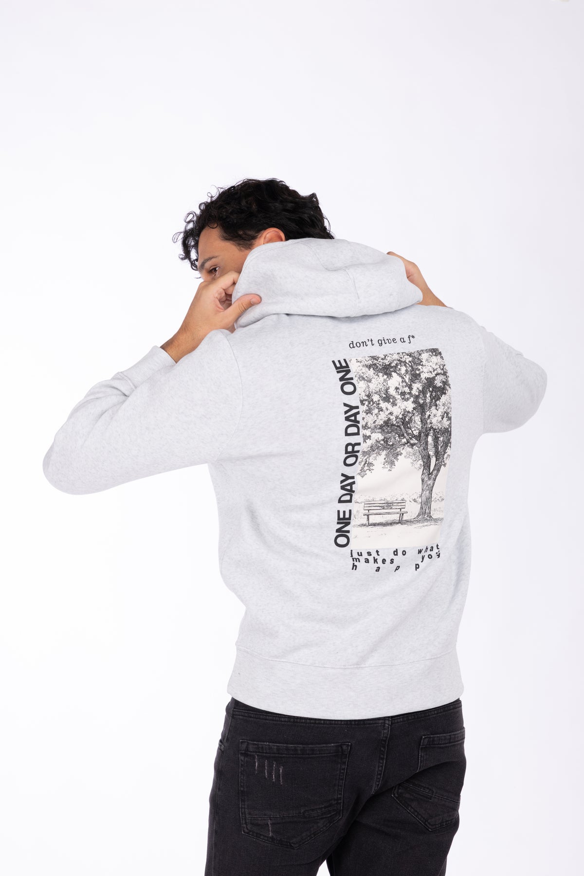 Felpa London con  cappuccio e stampe|Colore:Light grey melange