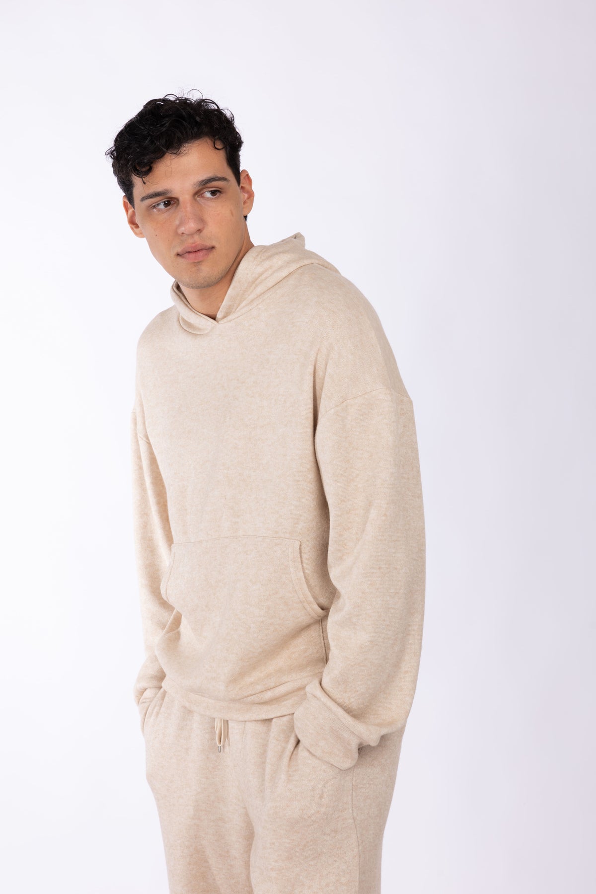 Felpa con cappuccio lavorata in maglia|Colore:Fango