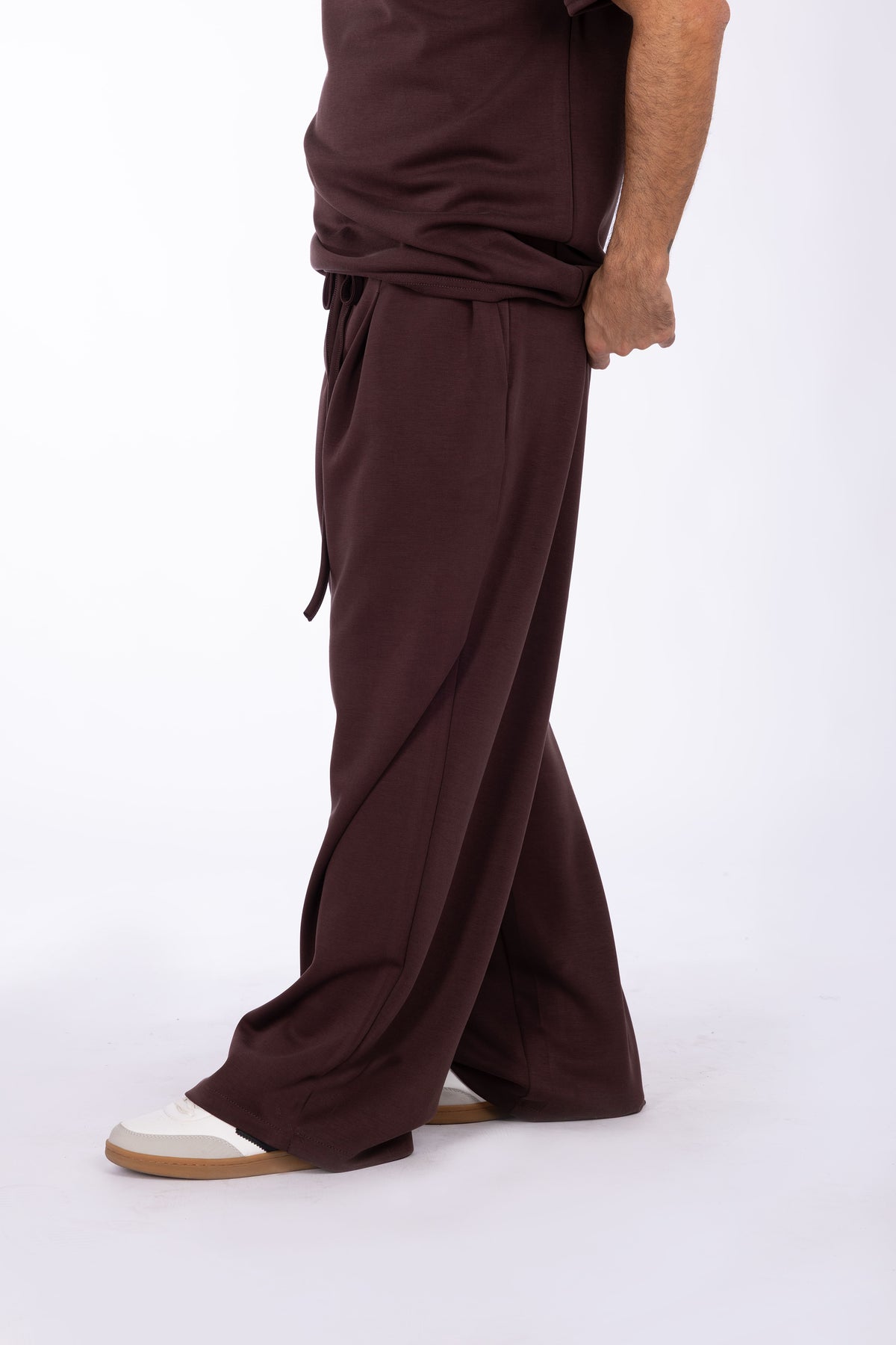 Pantalone baggy con elastico e pince|Colore:Marrone