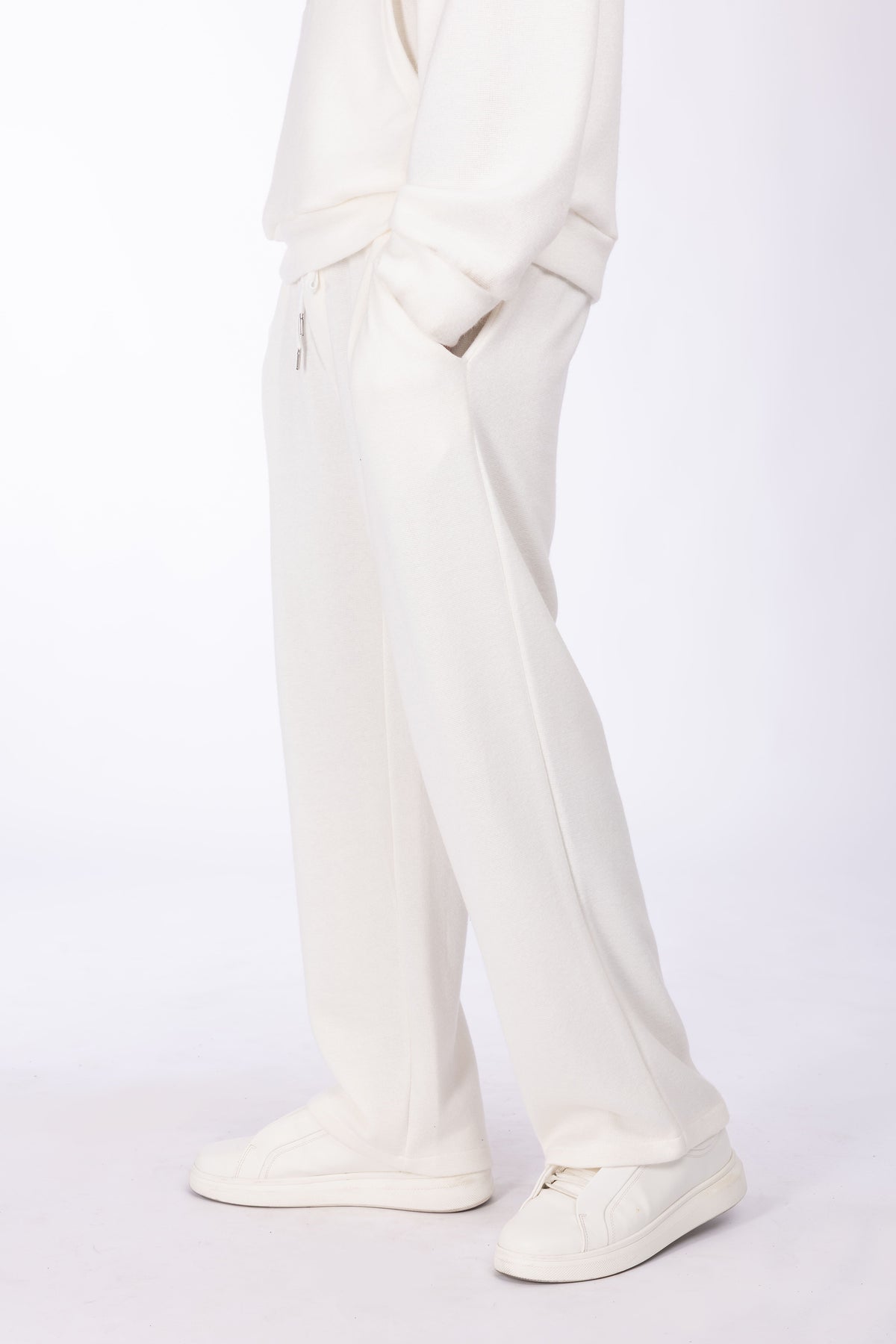 Pantalone in maglia con elastico|Colore:Panna
