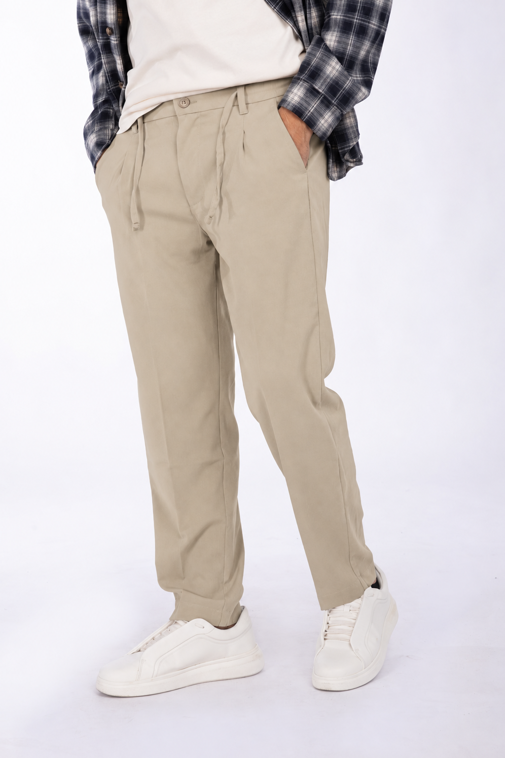 Pantaloni con coulisse e tasche a filo|Colore:Beige