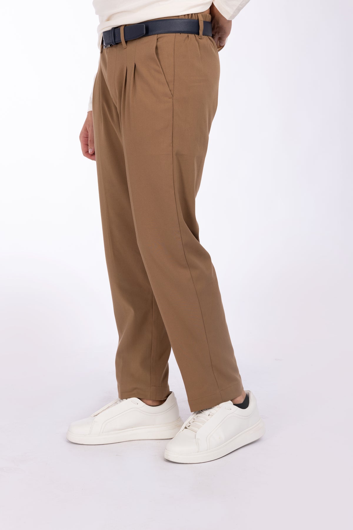 Pantalone con doppie pince|Colore:Cammello
