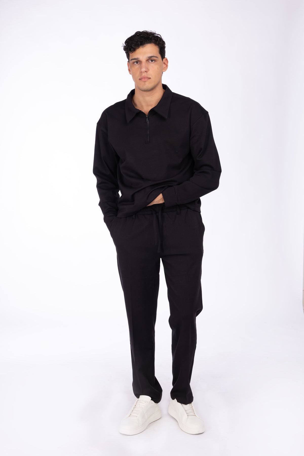 Pantalone girovita con elastico|Colore:Nero