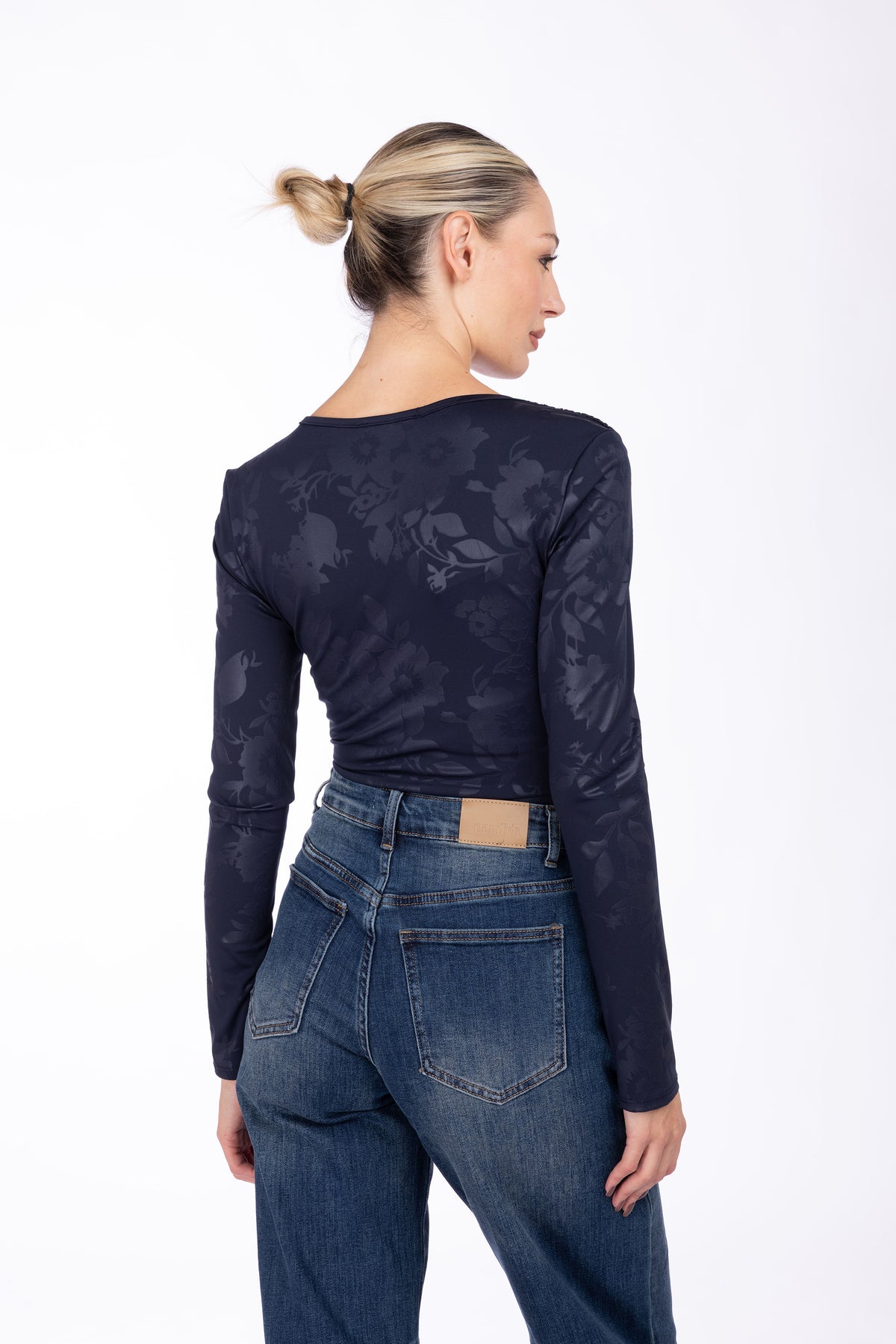 Body Jacquard scollo a V|Colore:Blue
