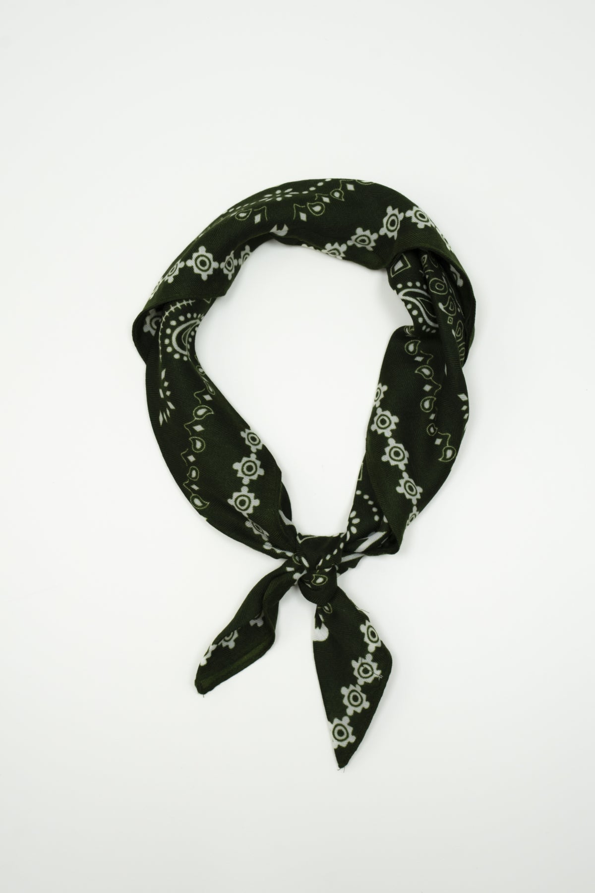 Foulard con stampa paisley e geometrica|Colore:Verde