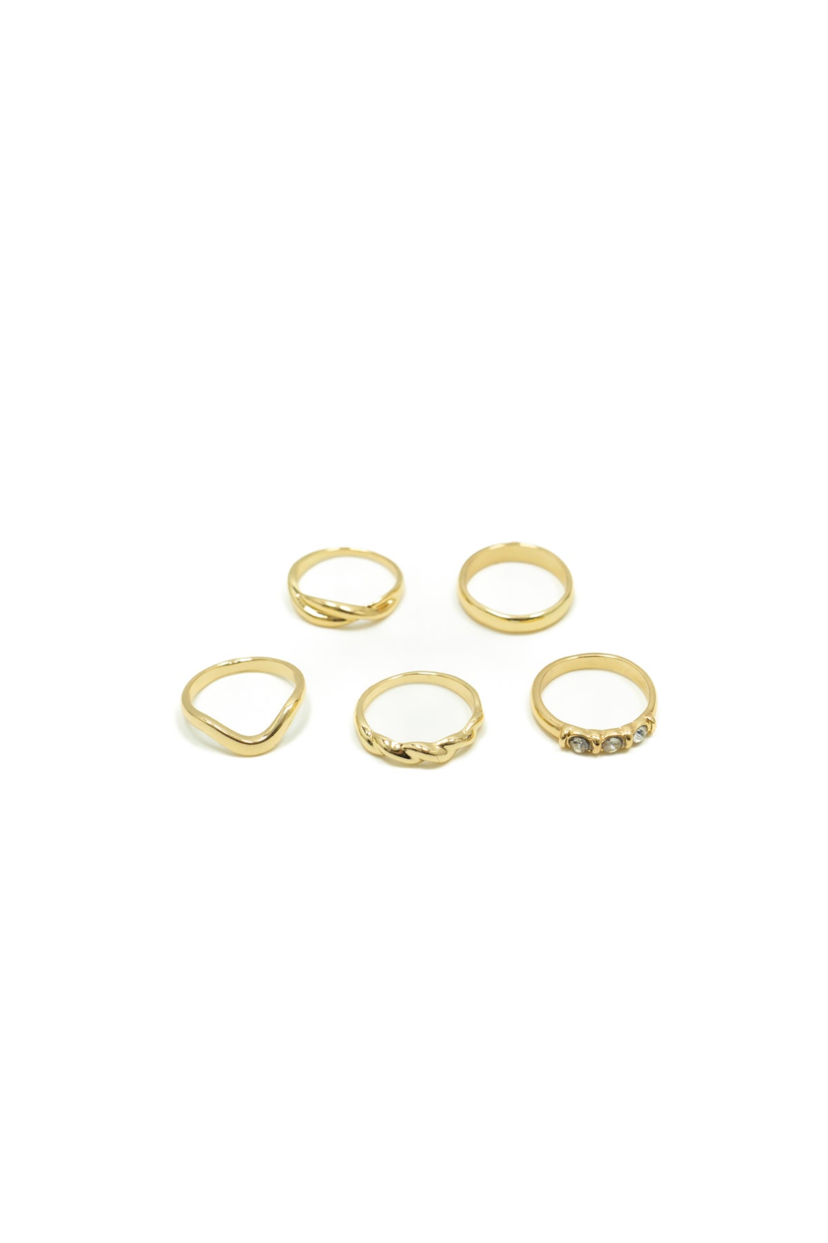 Set di sei anelli dorati impilabili |Colore:Oro