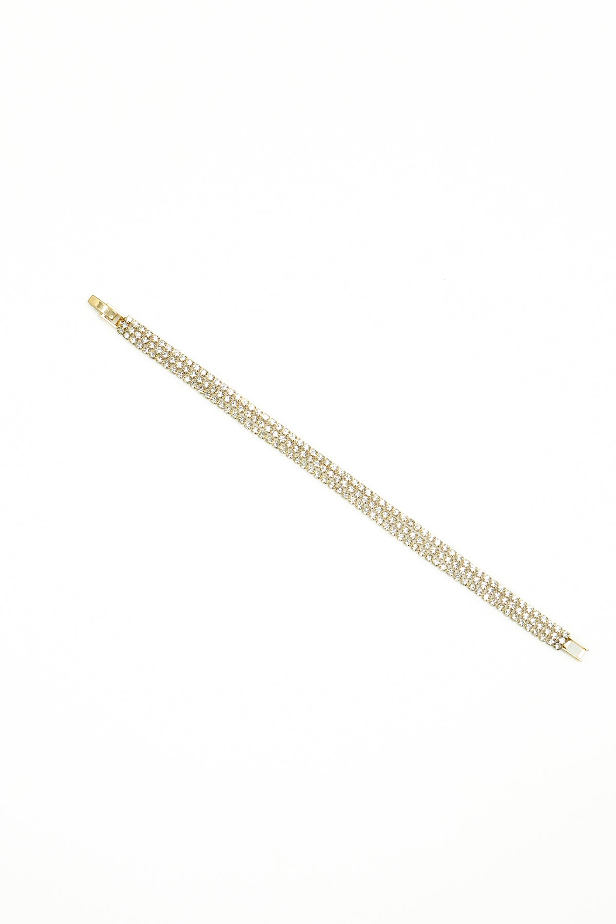 Bracciale tennis a tre file con strass|Colore:Oro