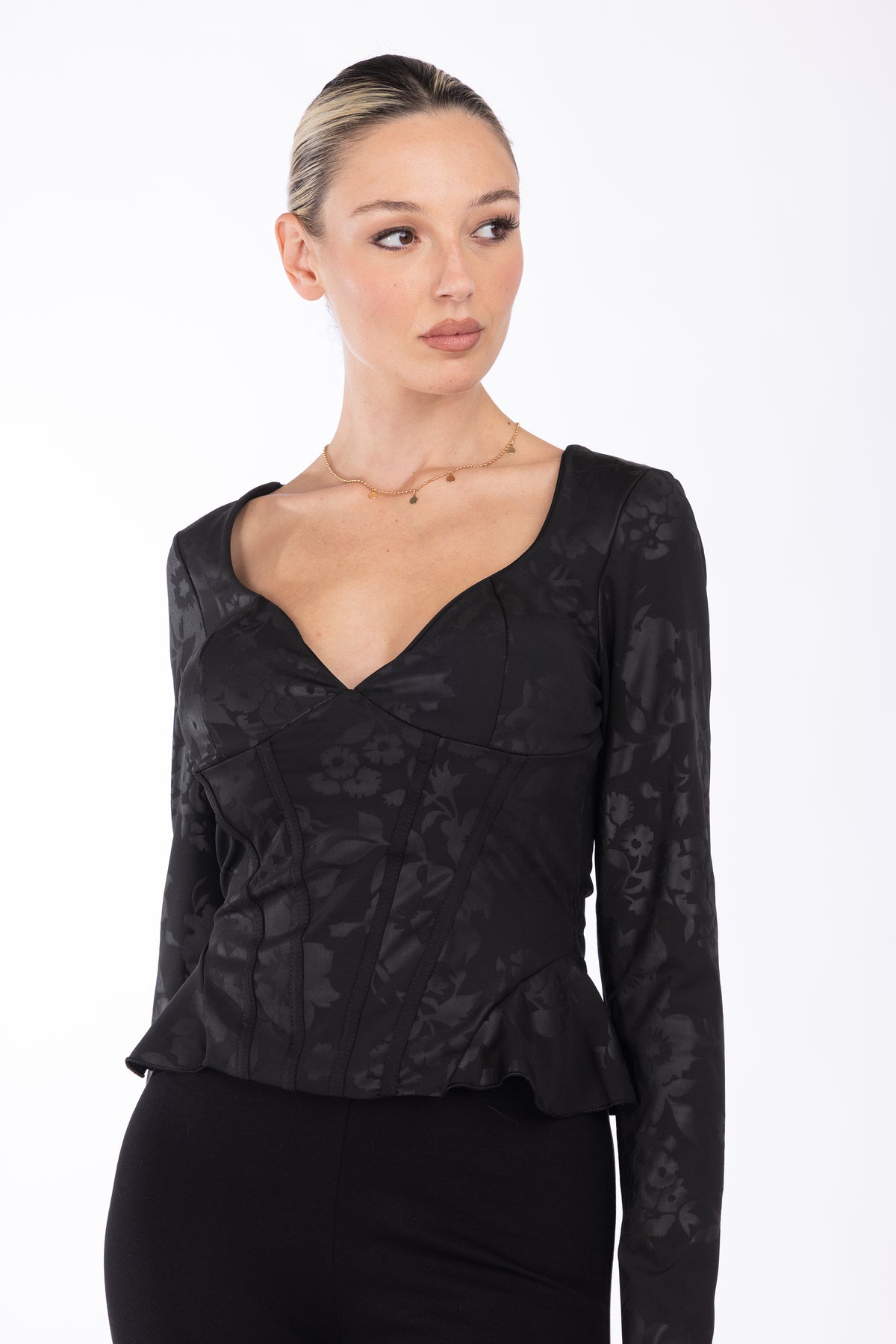 Maglia Bridget scollo a cuore|Colore:Nero