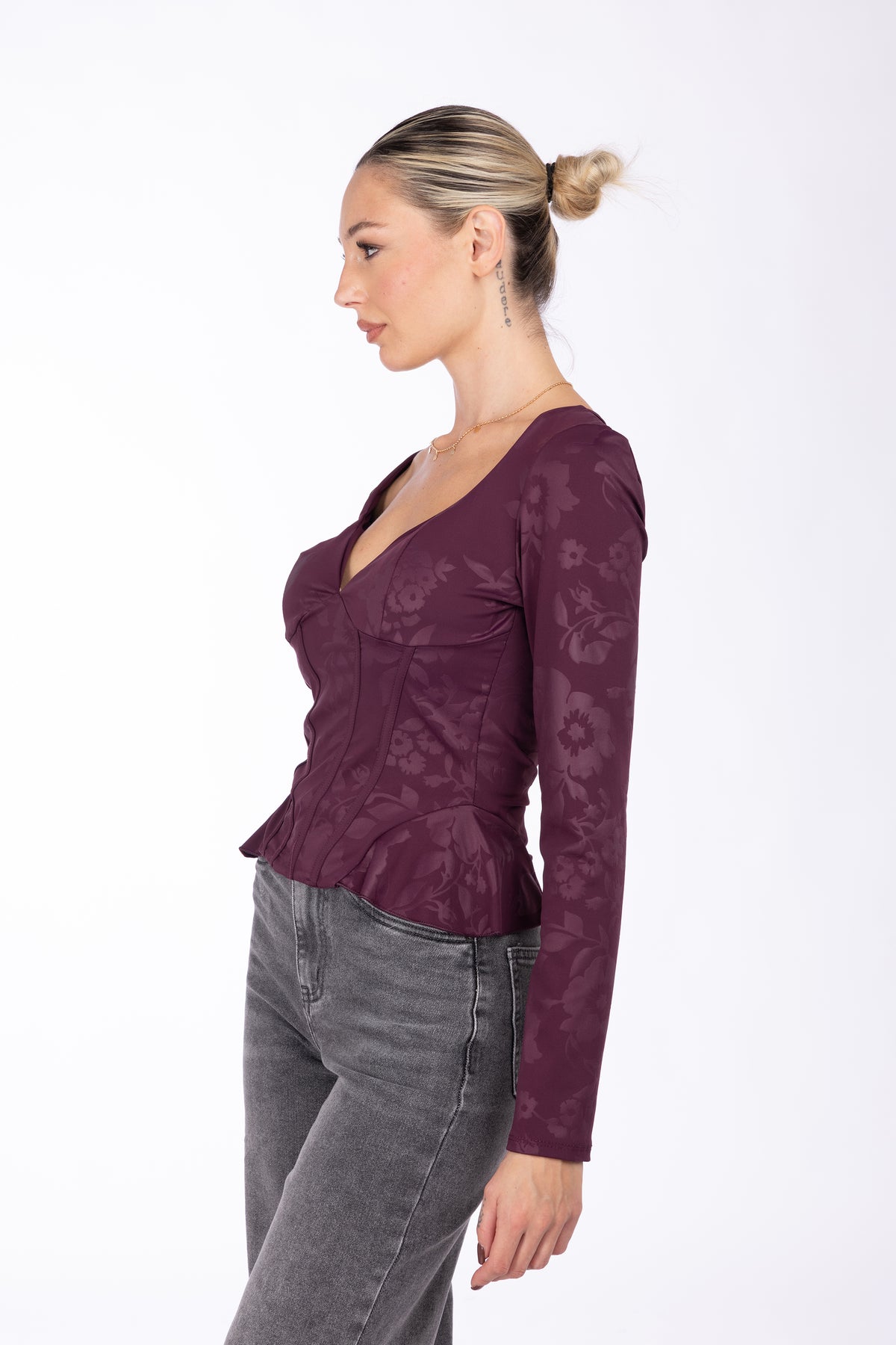 Maglia Bridget scollo a cuore|Colore:Prugna