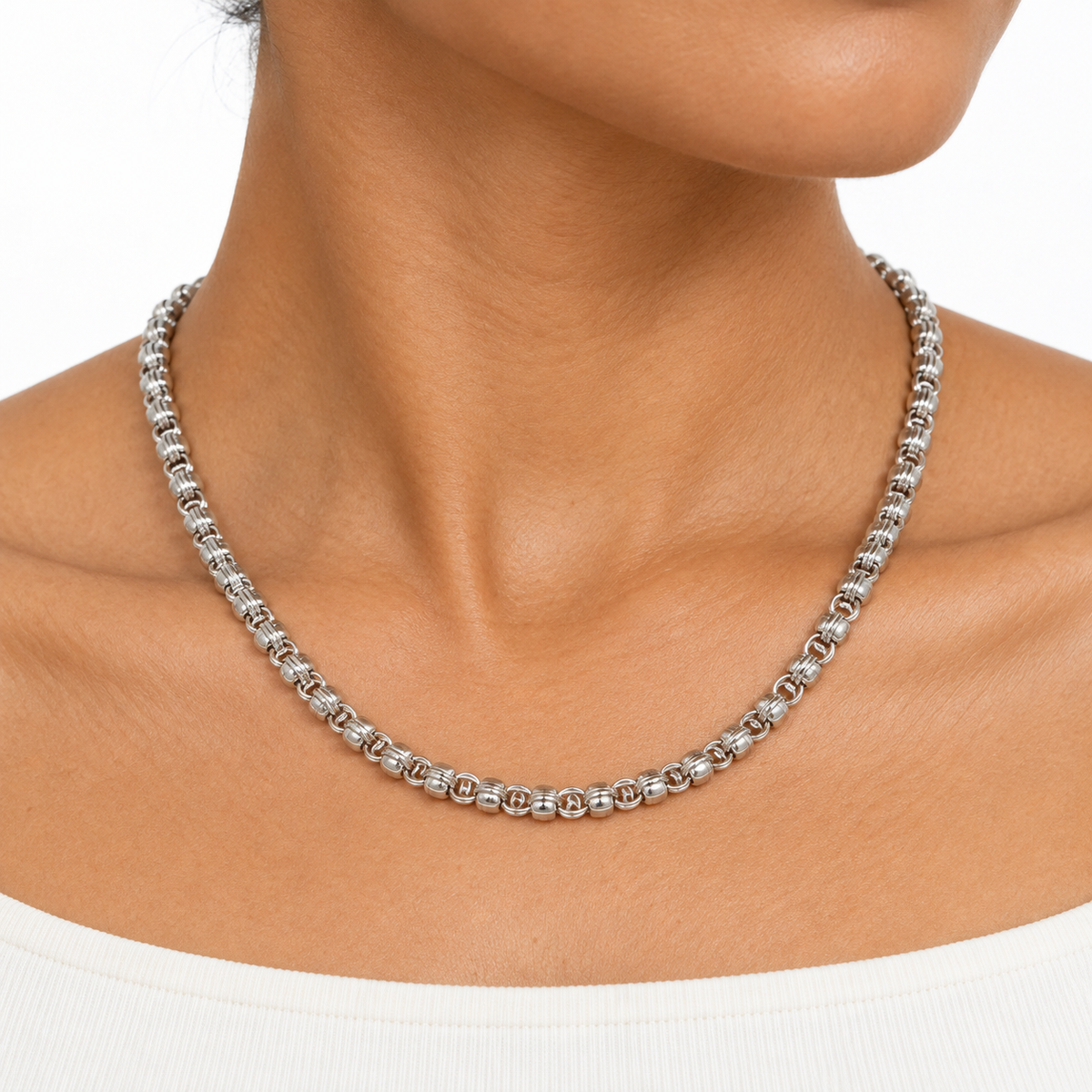 Collana con maglia tubolari|Colore:Argento
