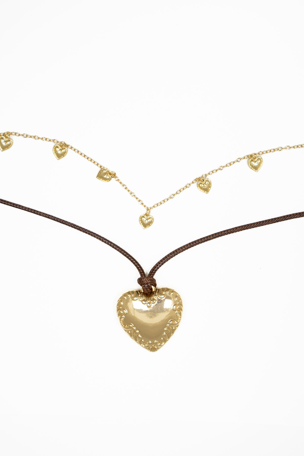 Collana  "Cuore Sacro" con Cordino e catena|Colore:Oro